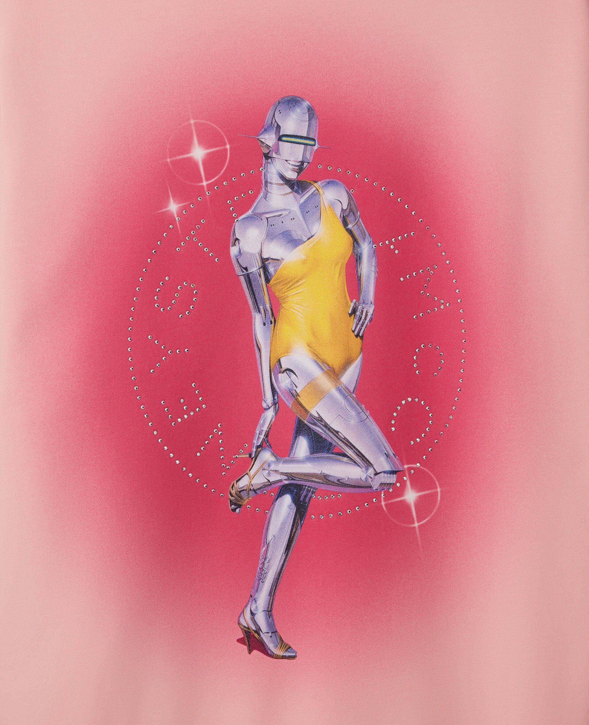 Sexy Robot Print Organic Cotton Hoodie-Pink-large image number 2