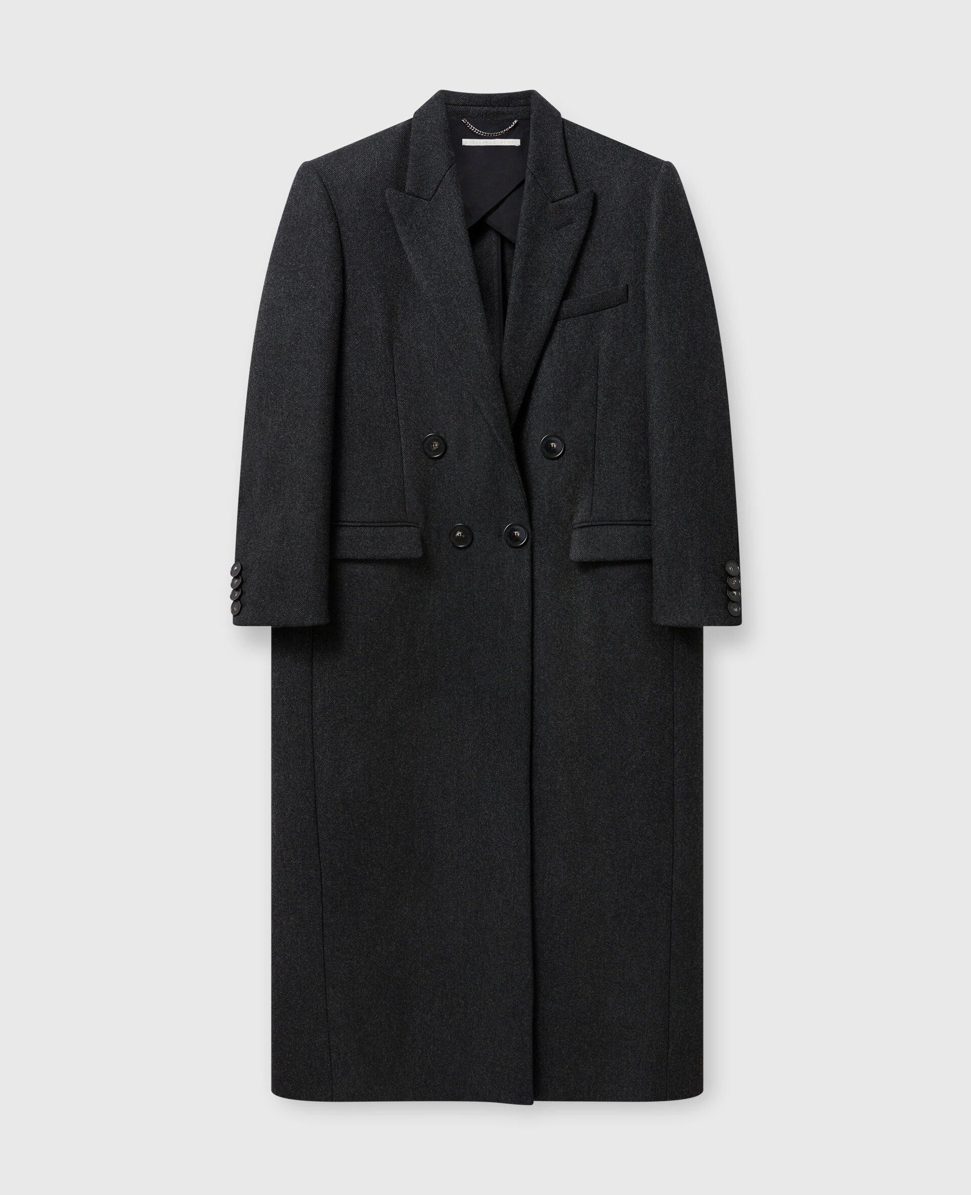 Manteau long croise en laine-Gris-large image number 0