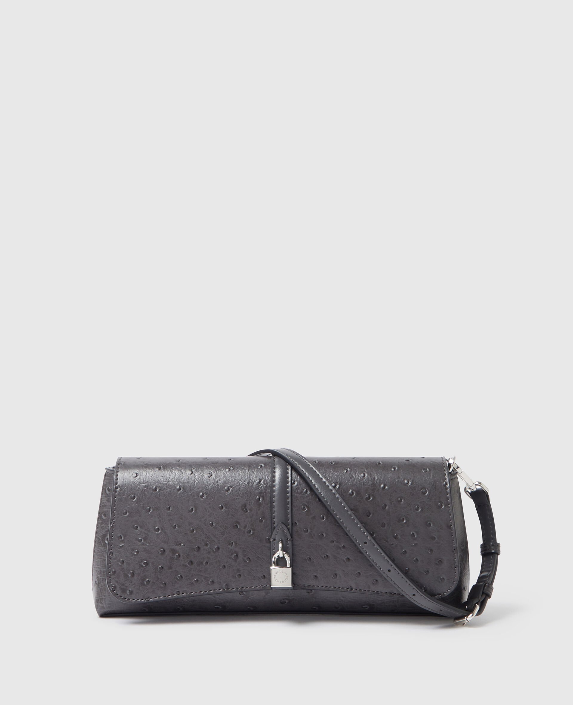 Ryder Ostrich Pochette Shoulder Bag-Grey-medium