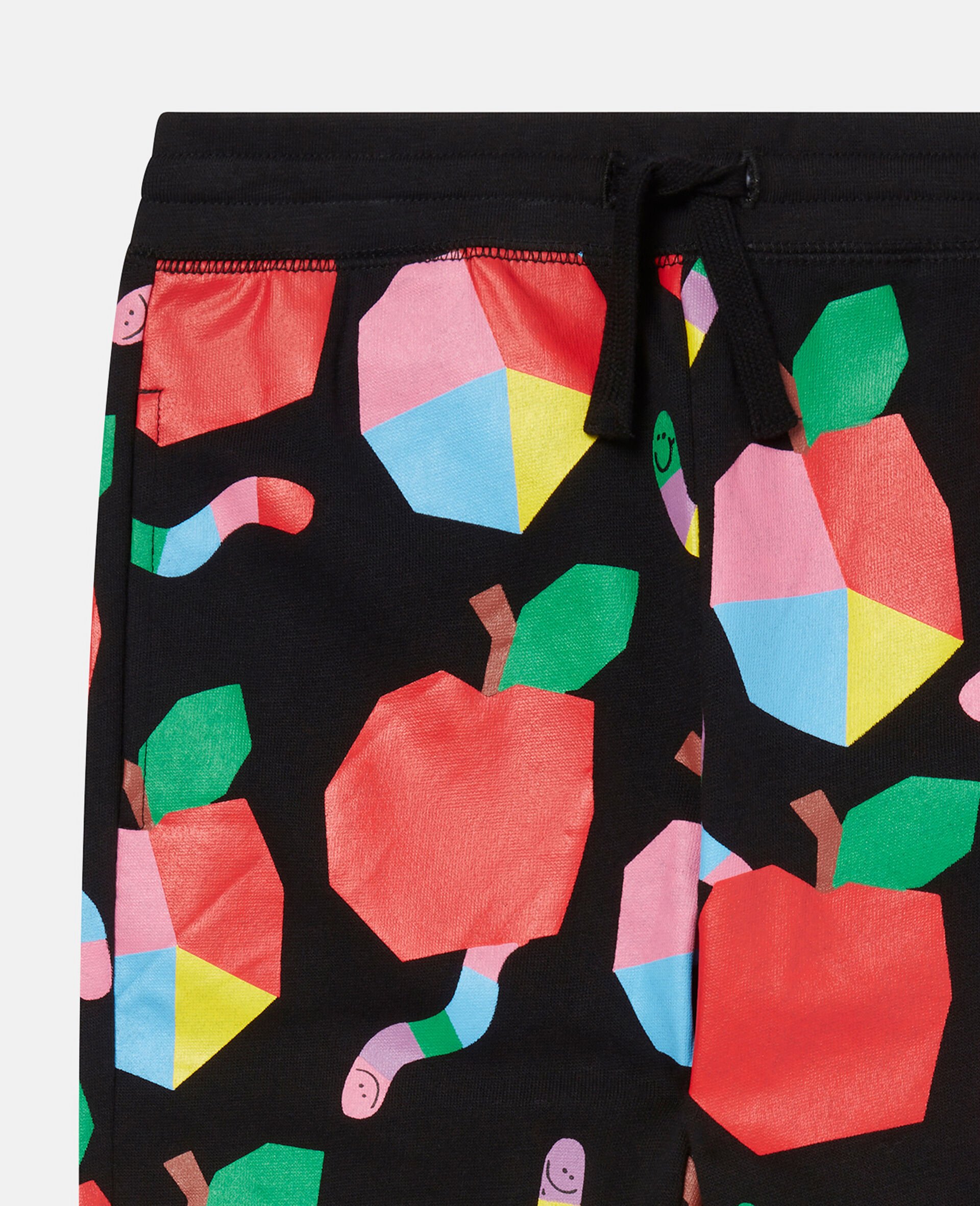 Apples & Worms Print Fleece Joggers-Black-large Apples & Worms Print Fleece Joggers-Black-large image number 1