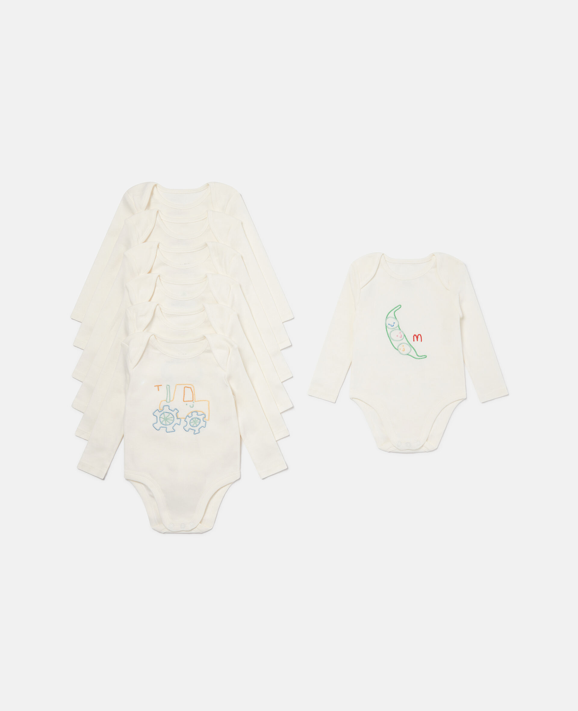 Ensemble de 7 barboteuses brodees-Cream-large image number 0