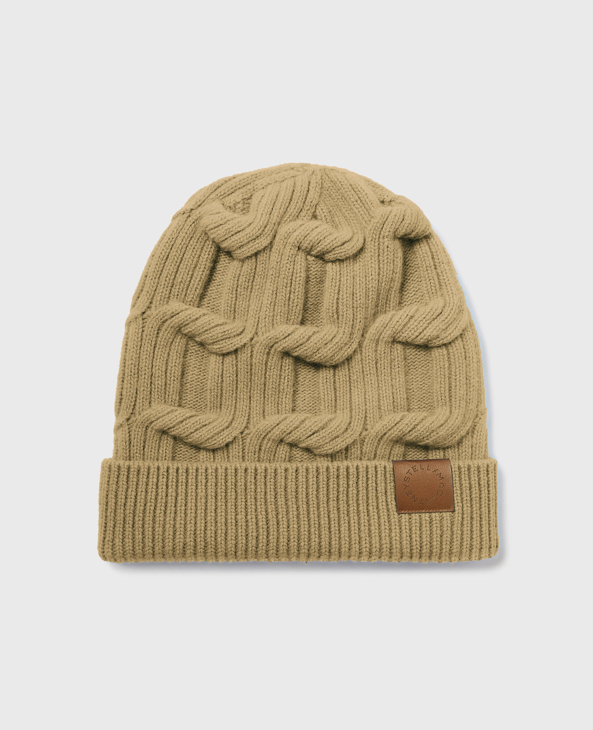 Falabella Cable-Knit Beanie-Beige-medium