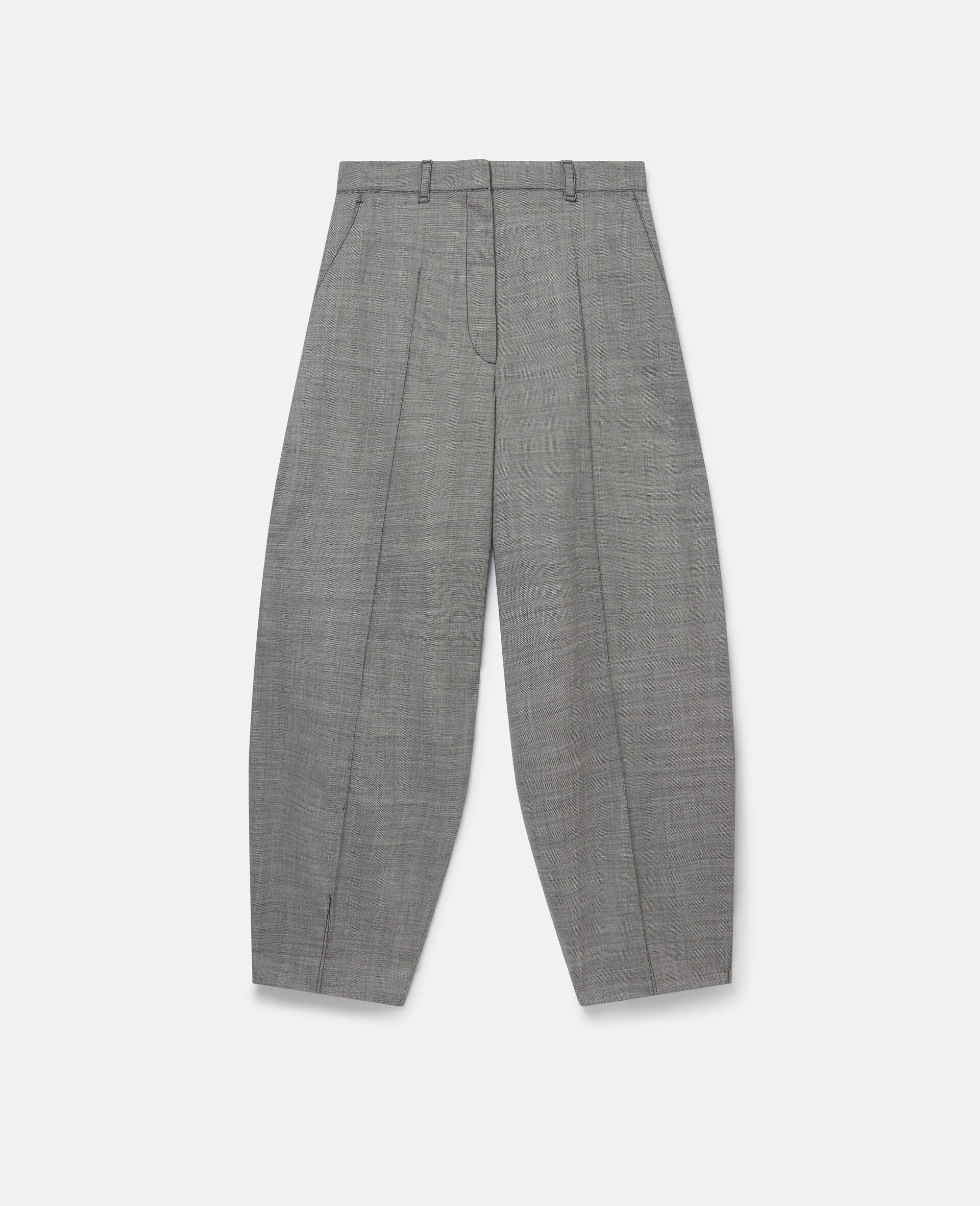 Pleated Balloon Leg Tailored Trousers-Grey-large image number 0