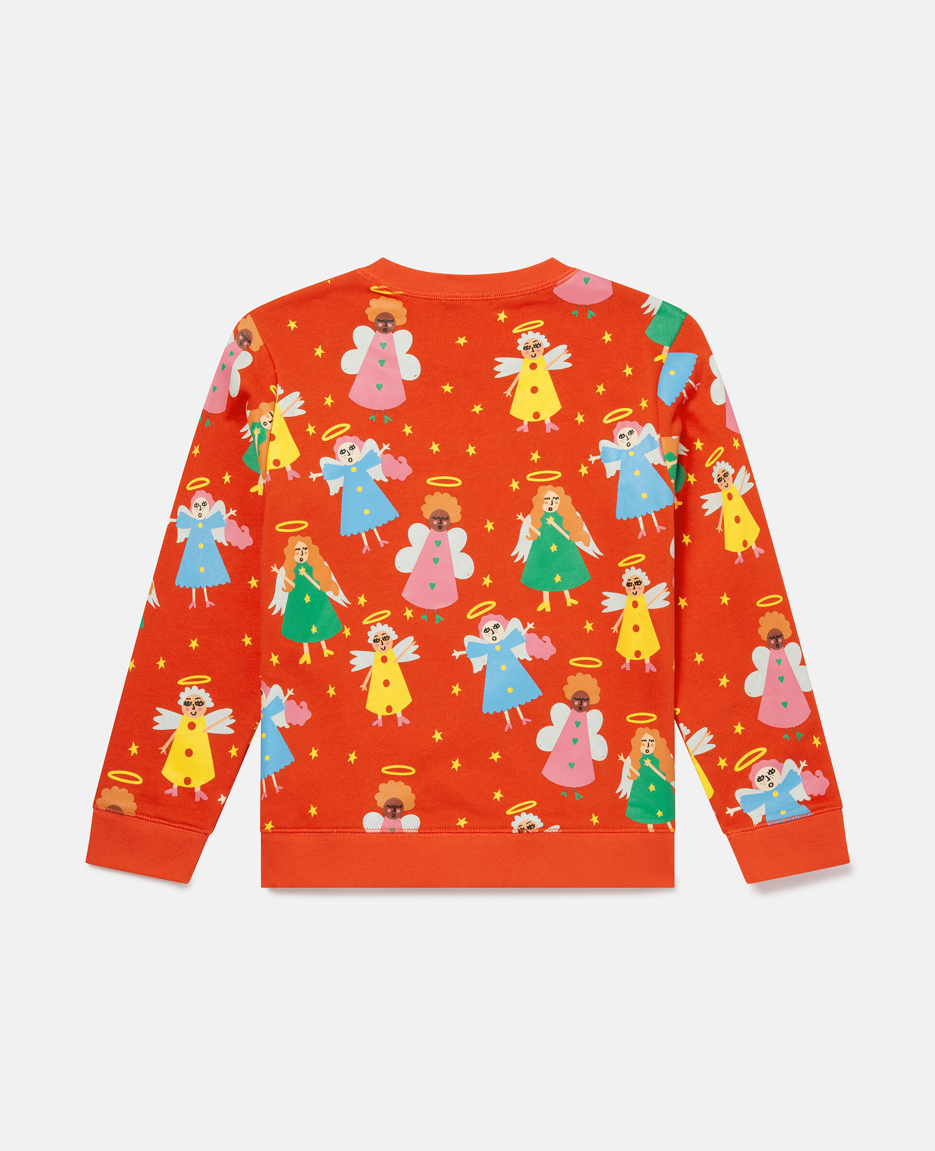 Christmas Angel Print Fleece Cotton Sweatshirt-Red-large image number 2