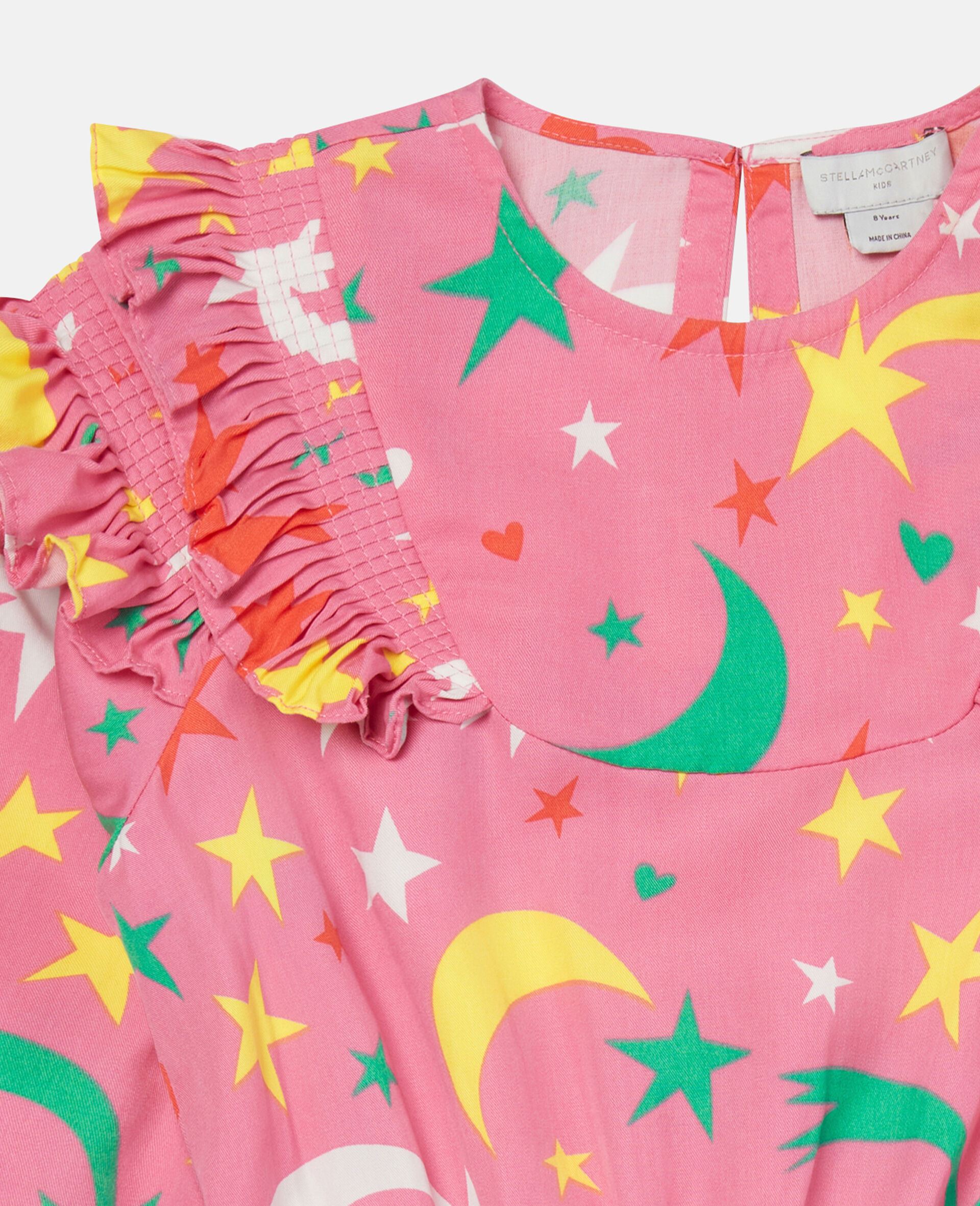 Shooting Star Print Frill Dress-Pink-large image number 1