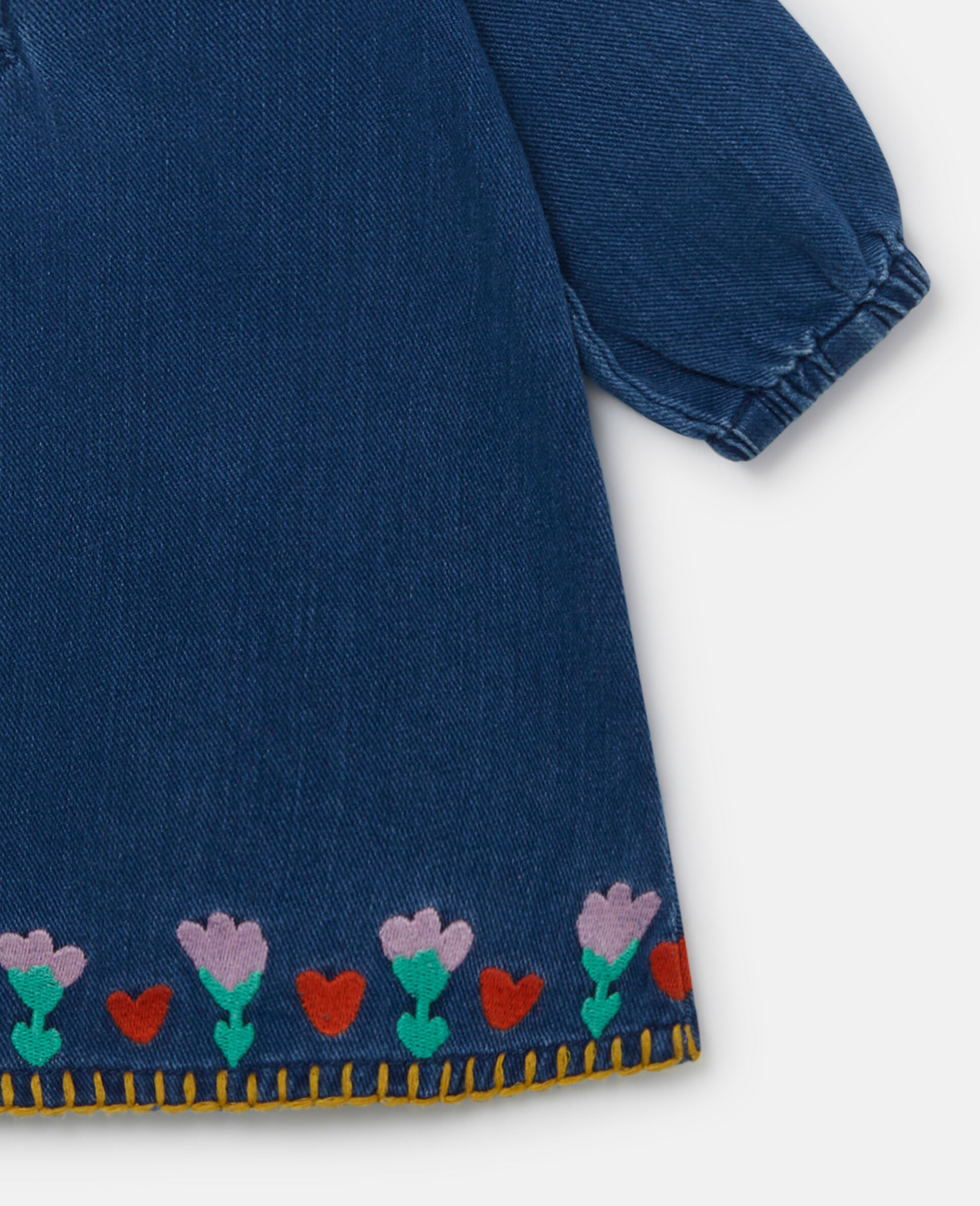 Folk Flower Embroidery Denim Dress-Blue-large Folk Flower Embroidery Denim Dress-Blue-large image number 3