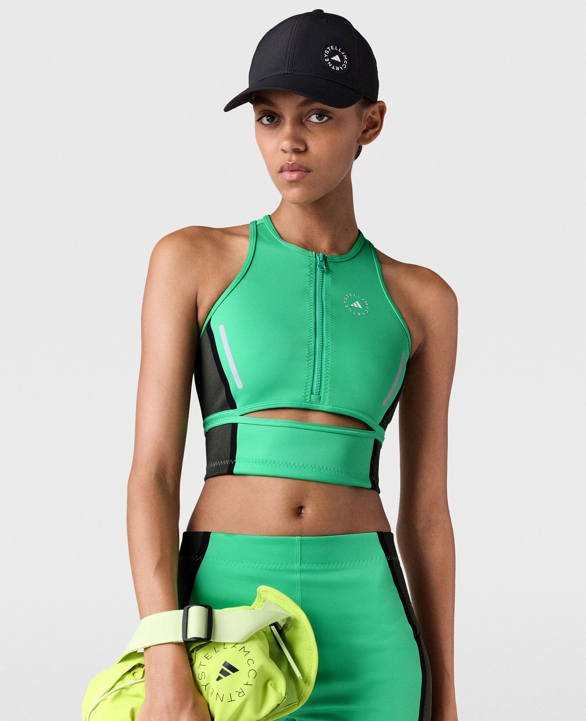 TrueLife High-Neck Crop Top-Green-model TrueLife High-Neck Crop Top-Green-model