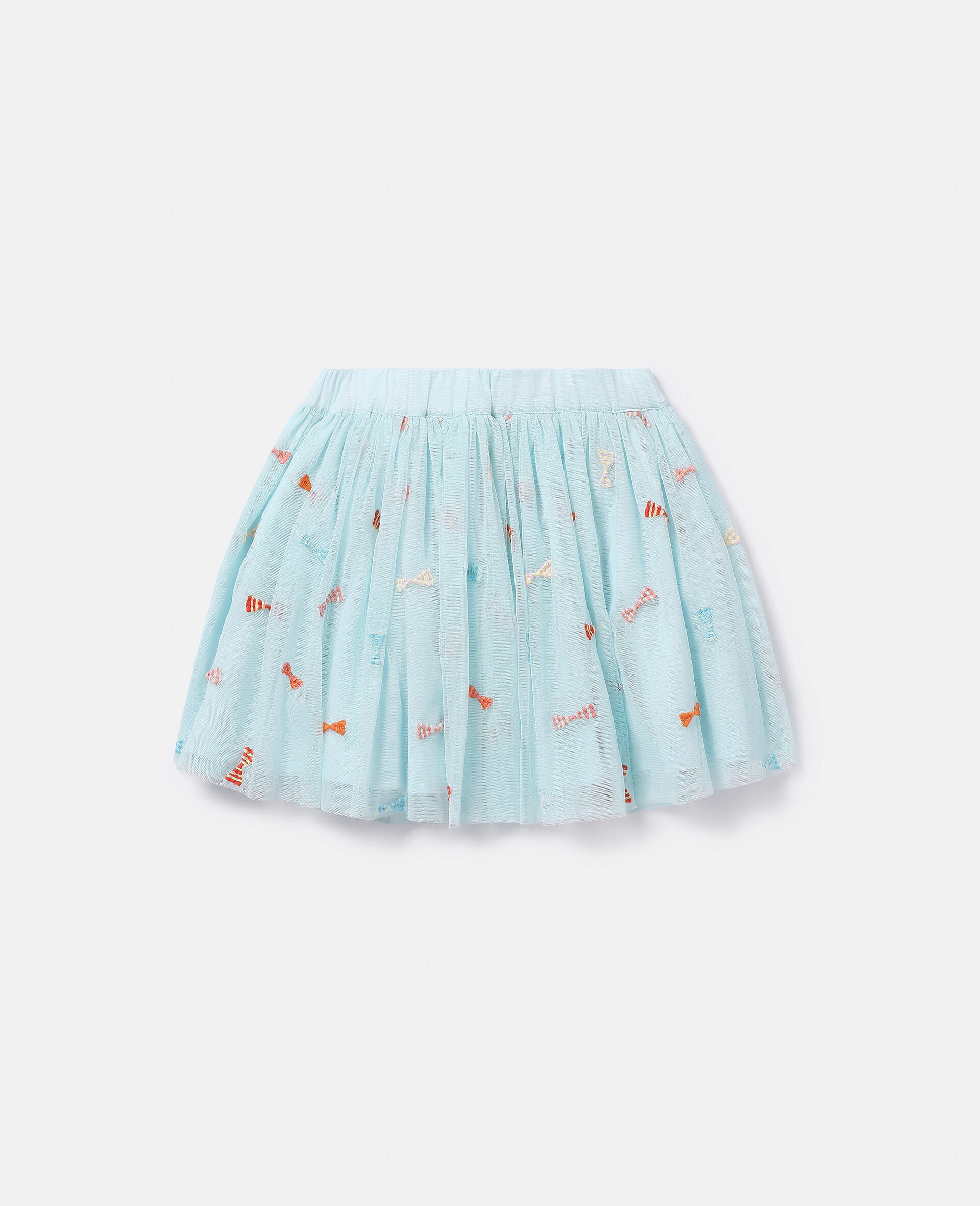Striped Bow Embroidery Tutu Skirt-ブルー-medium