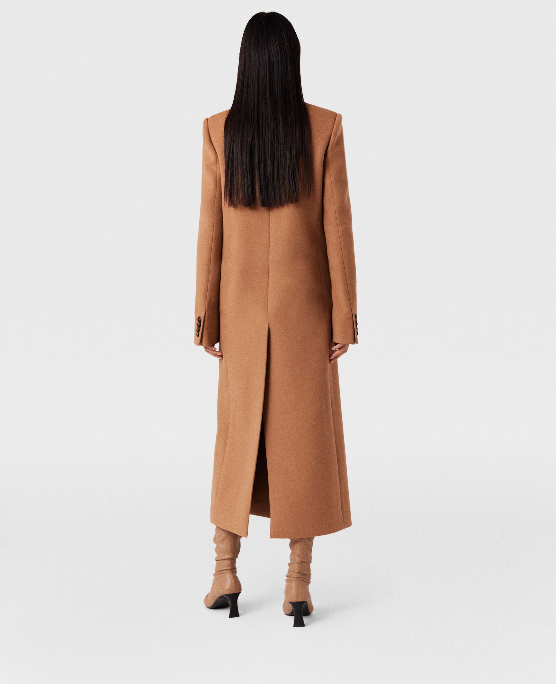 Double Breasted Longline Coat-Beige-large image number 4