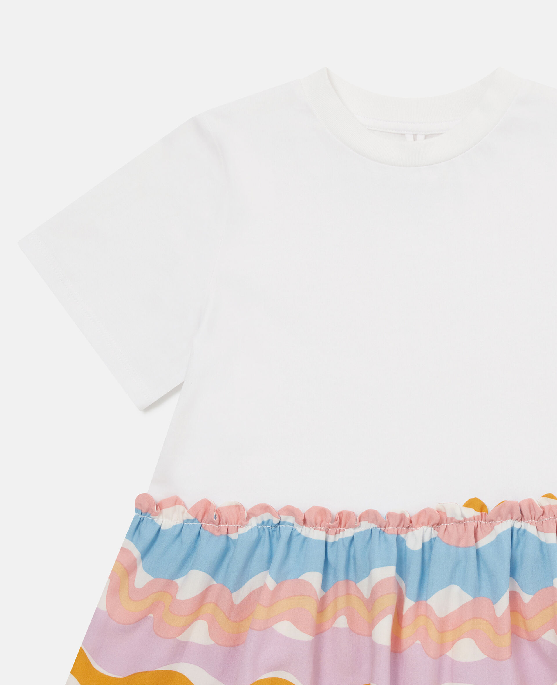 Zig-Zag Print T-Shirt Dress-White-medium