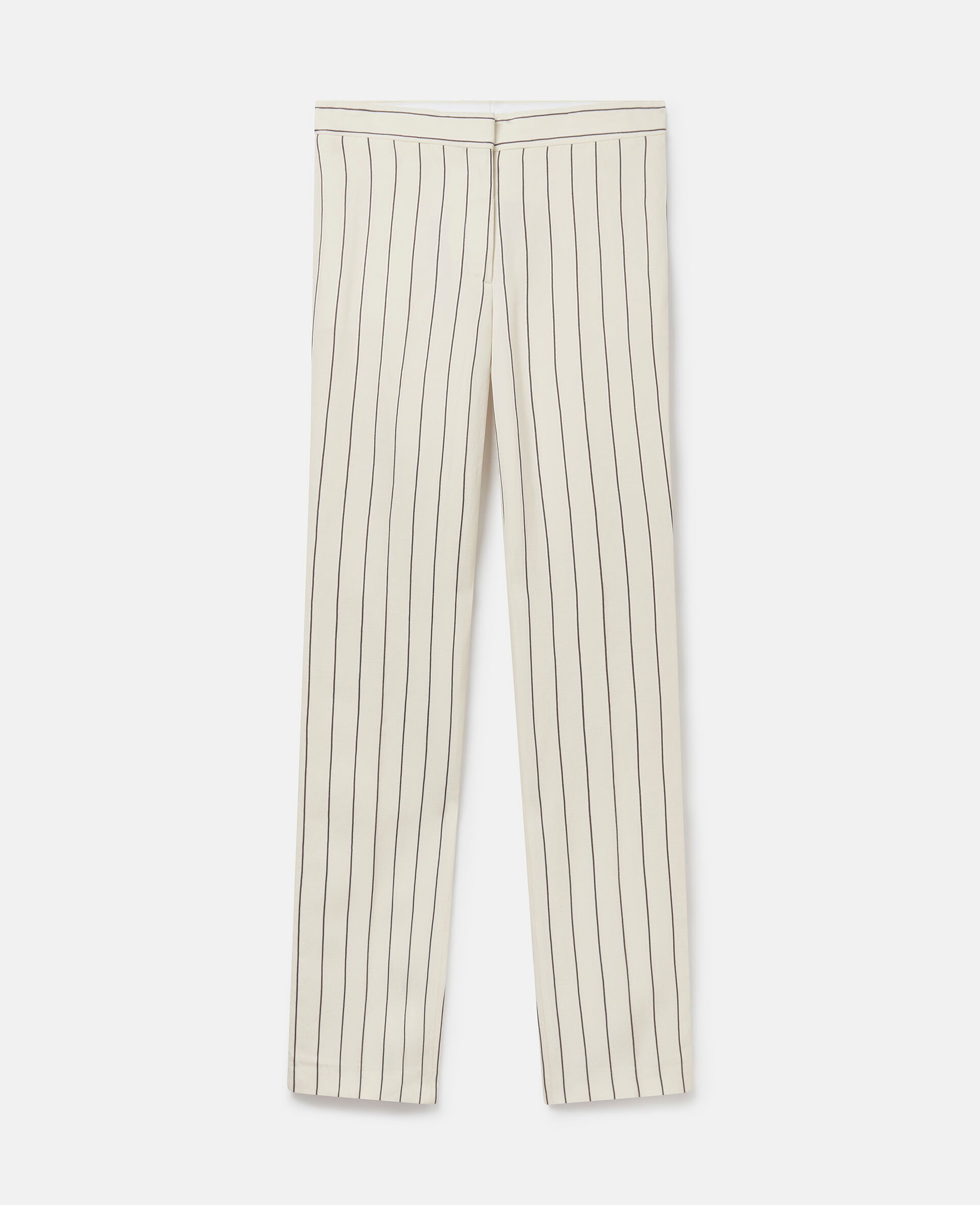 Striped Mid-Rise Straight-Leg Trousers-Brown-medium