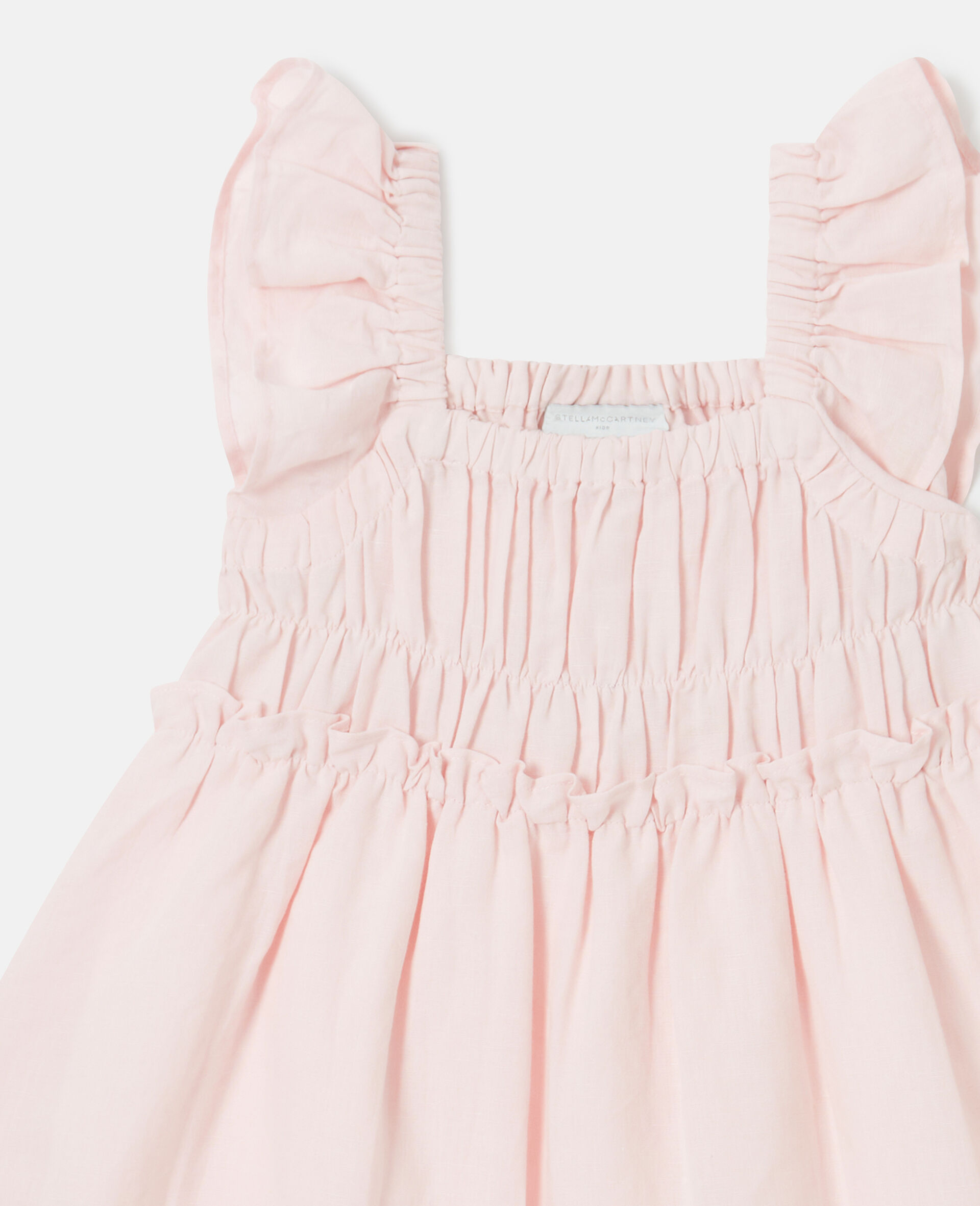 Floral Embroidered Linen-Blend Dress-Pink-medium