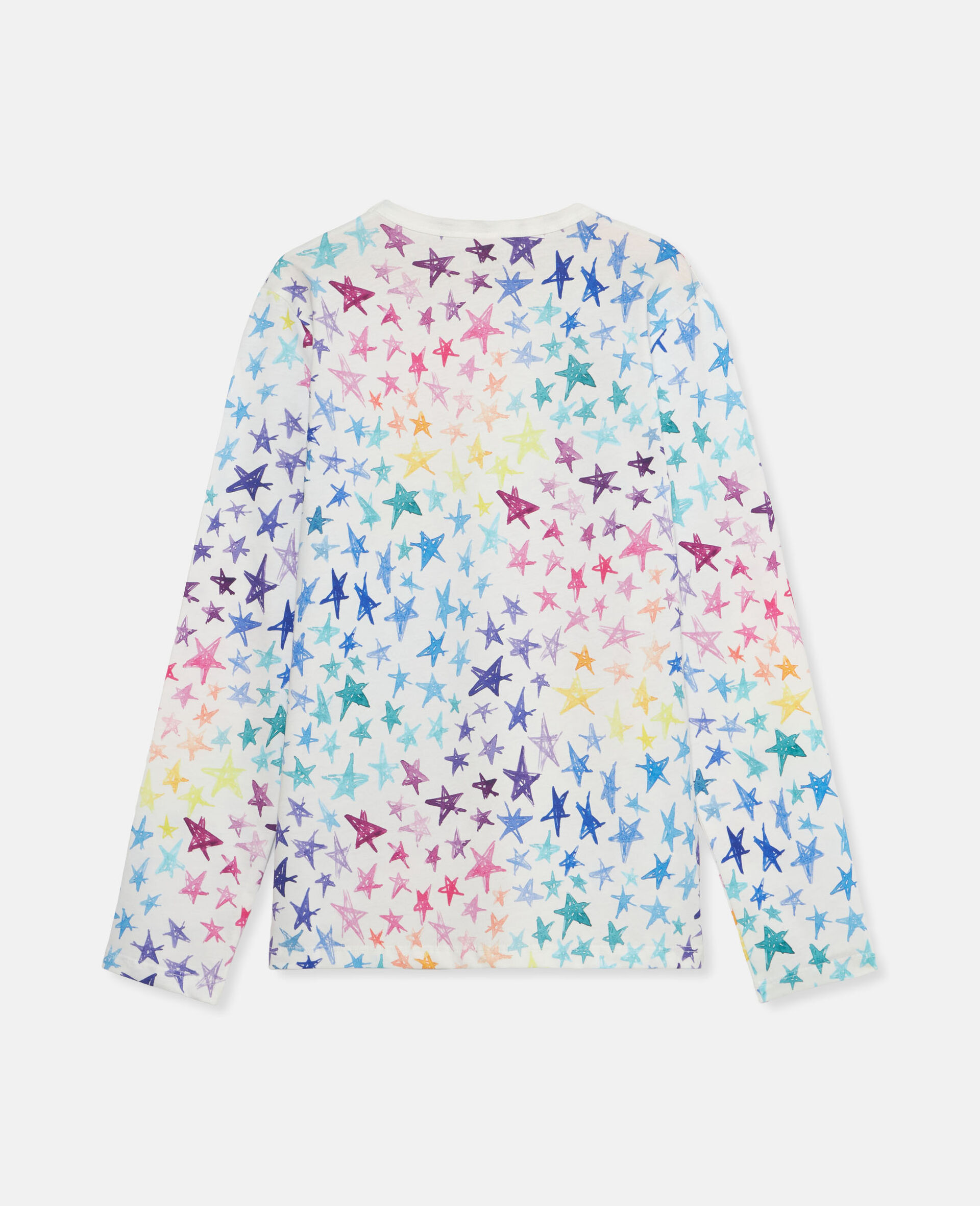 Scribbled Star Print Long Sleeve T-Shirt-Multicolour-large image number 1