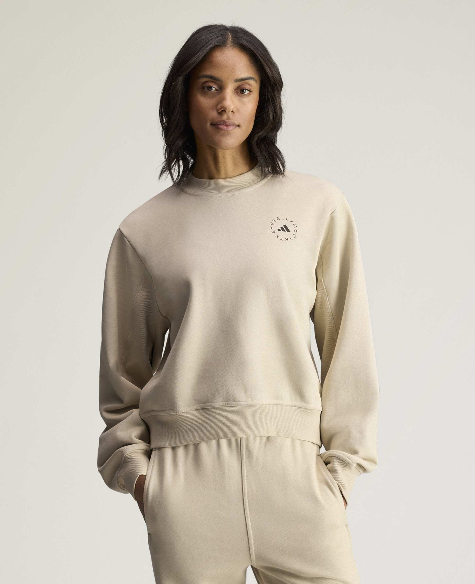 TrueCasuals  Crewneck Sweatshirt-Beige-large image number 1