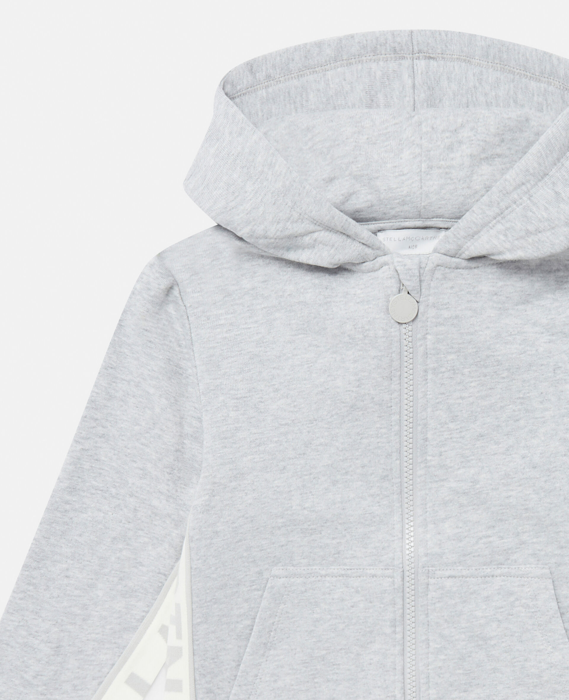 Logo Graphic Hooded Zipper Sweatshirt-Grey-large image number 1
