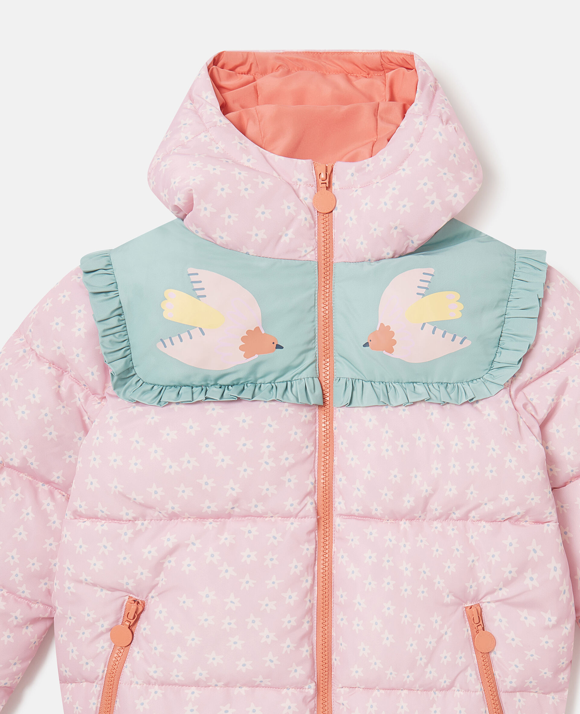 Dove Graphic Hooded Puffer Coat-Purple-medium