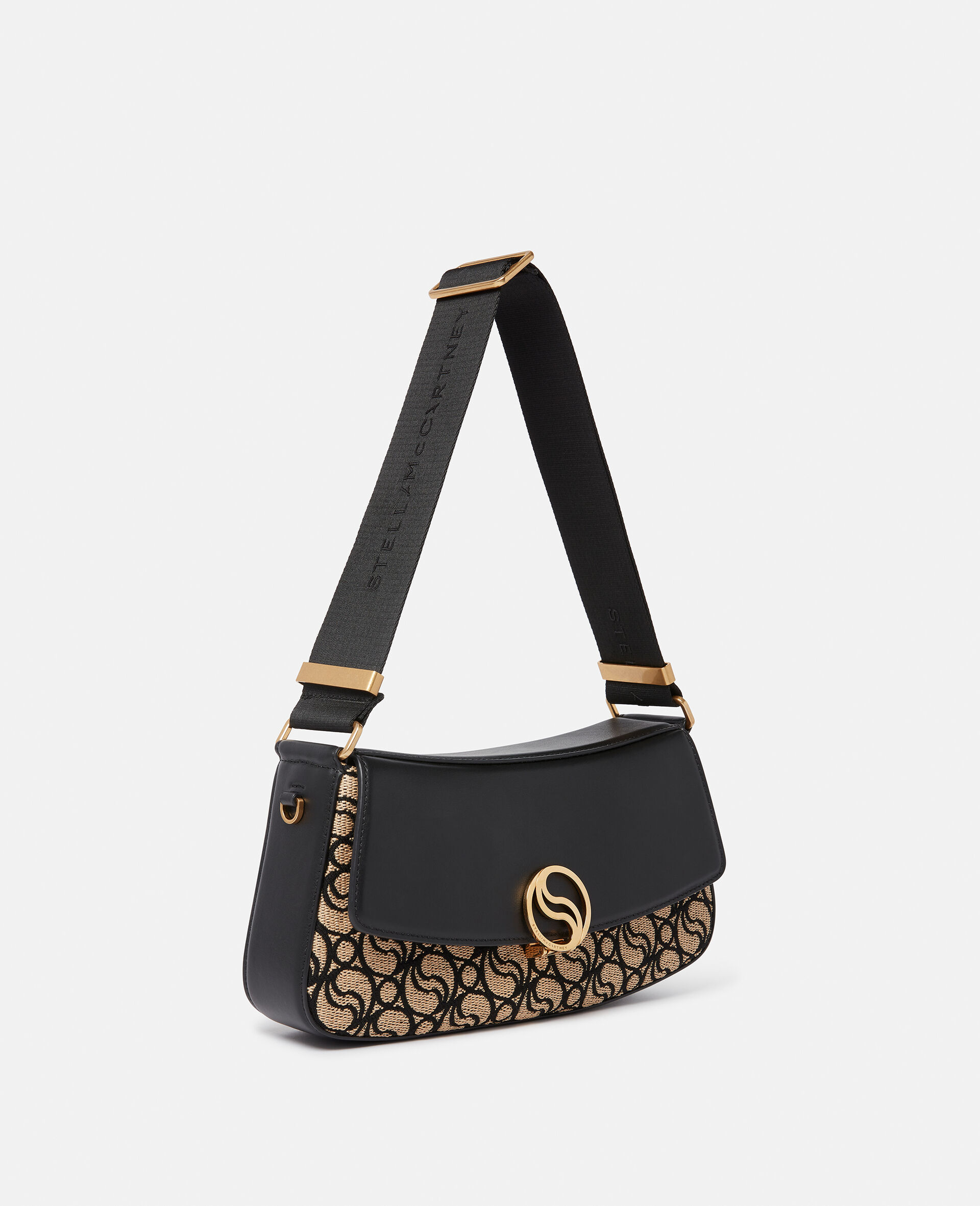 S-Wave Monogram Rafia Shoulder Bag-Beige-large image number 2
