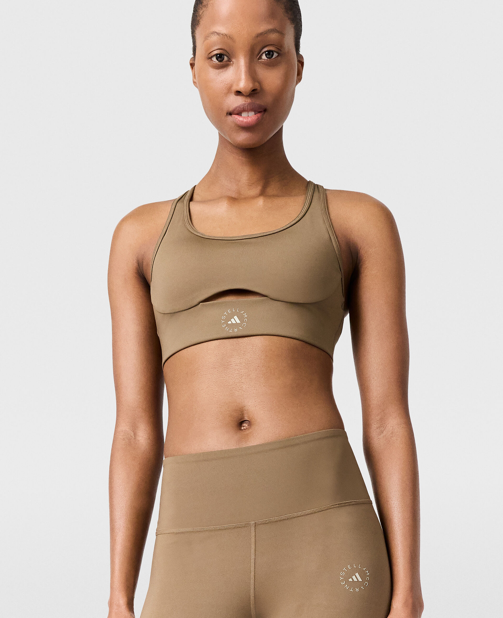 TrueStrength Yoga Bra-Brown-model