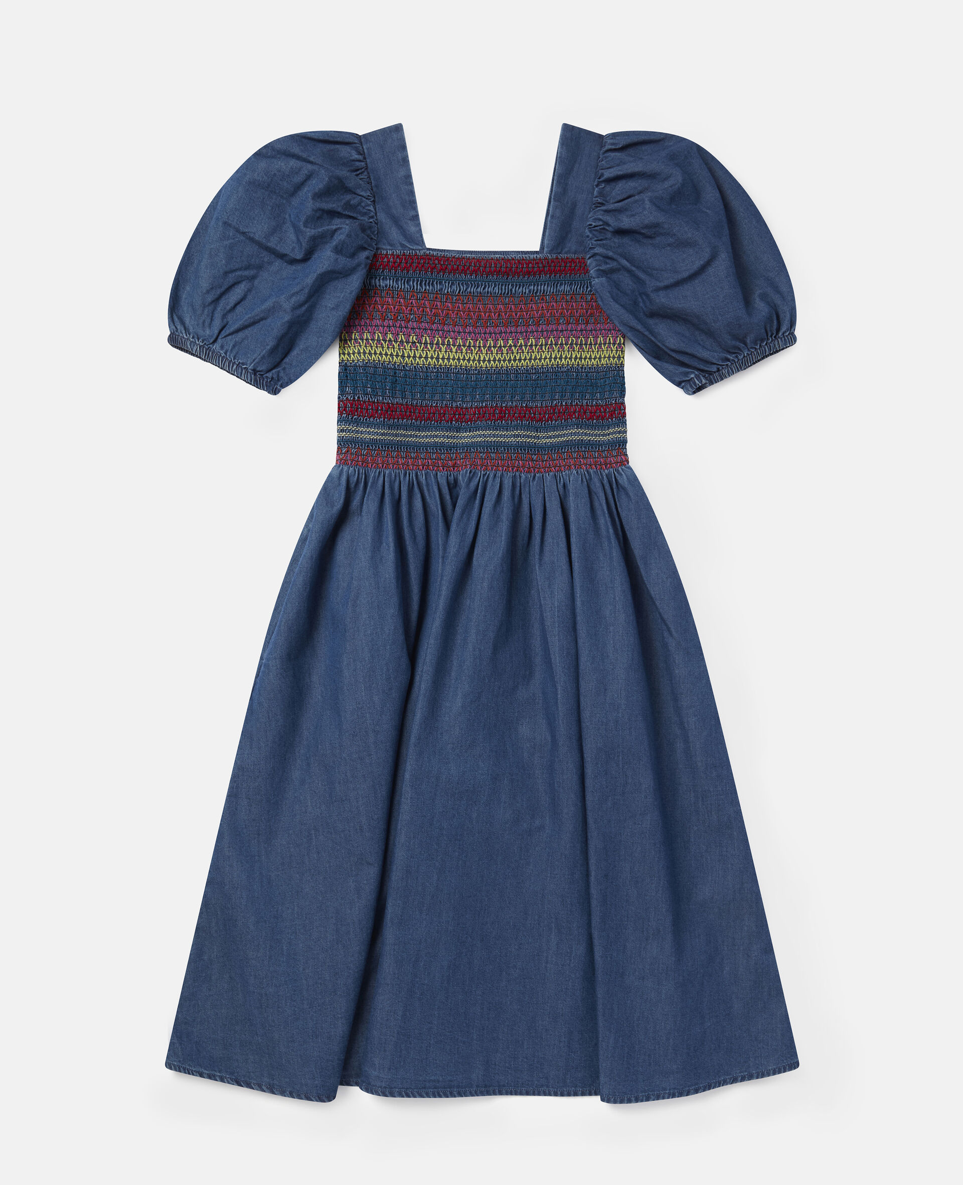 Embroidered Chambray Dress-Blue-large image number 0