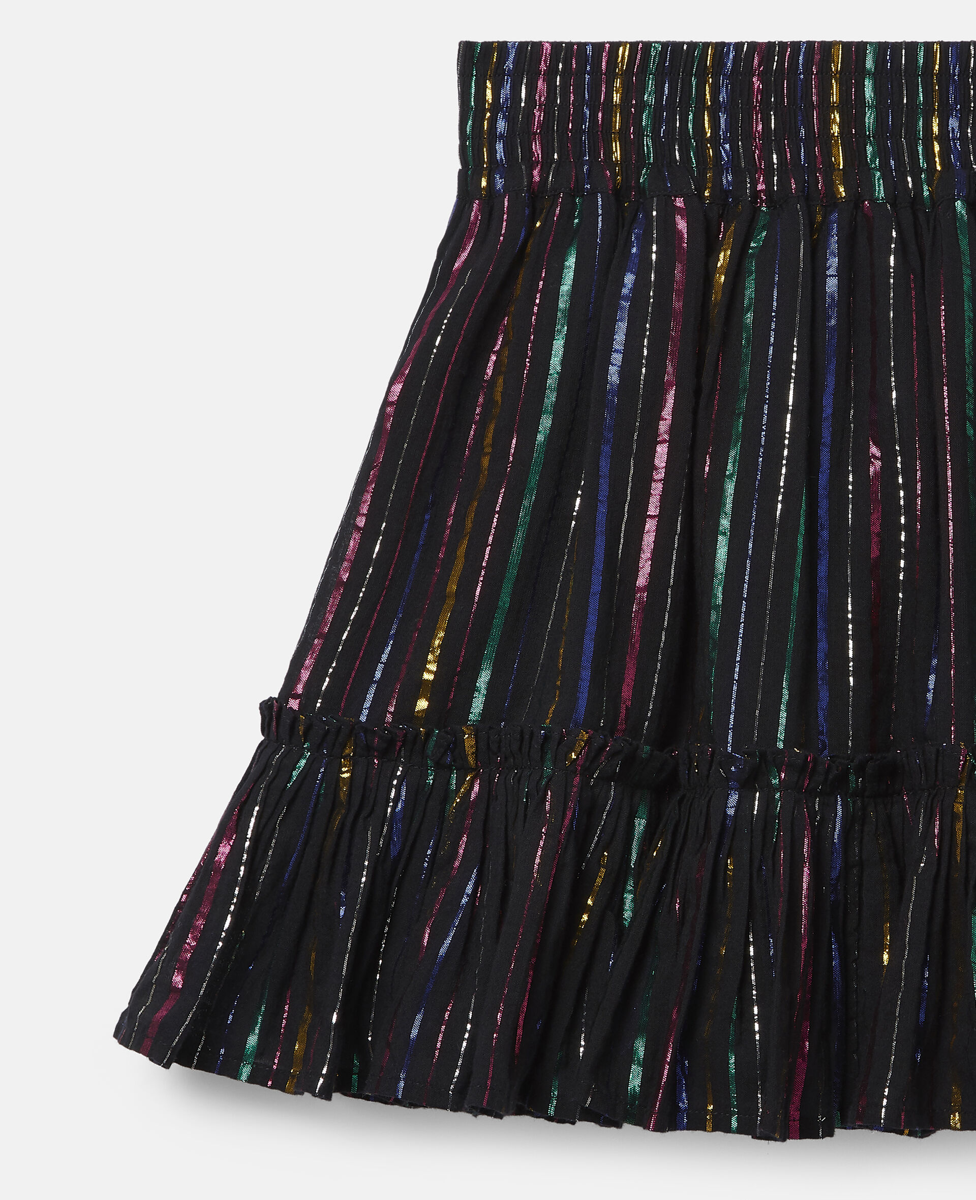 Rainbow Lurex Striped Cotton Skirt-Black-large image number 2