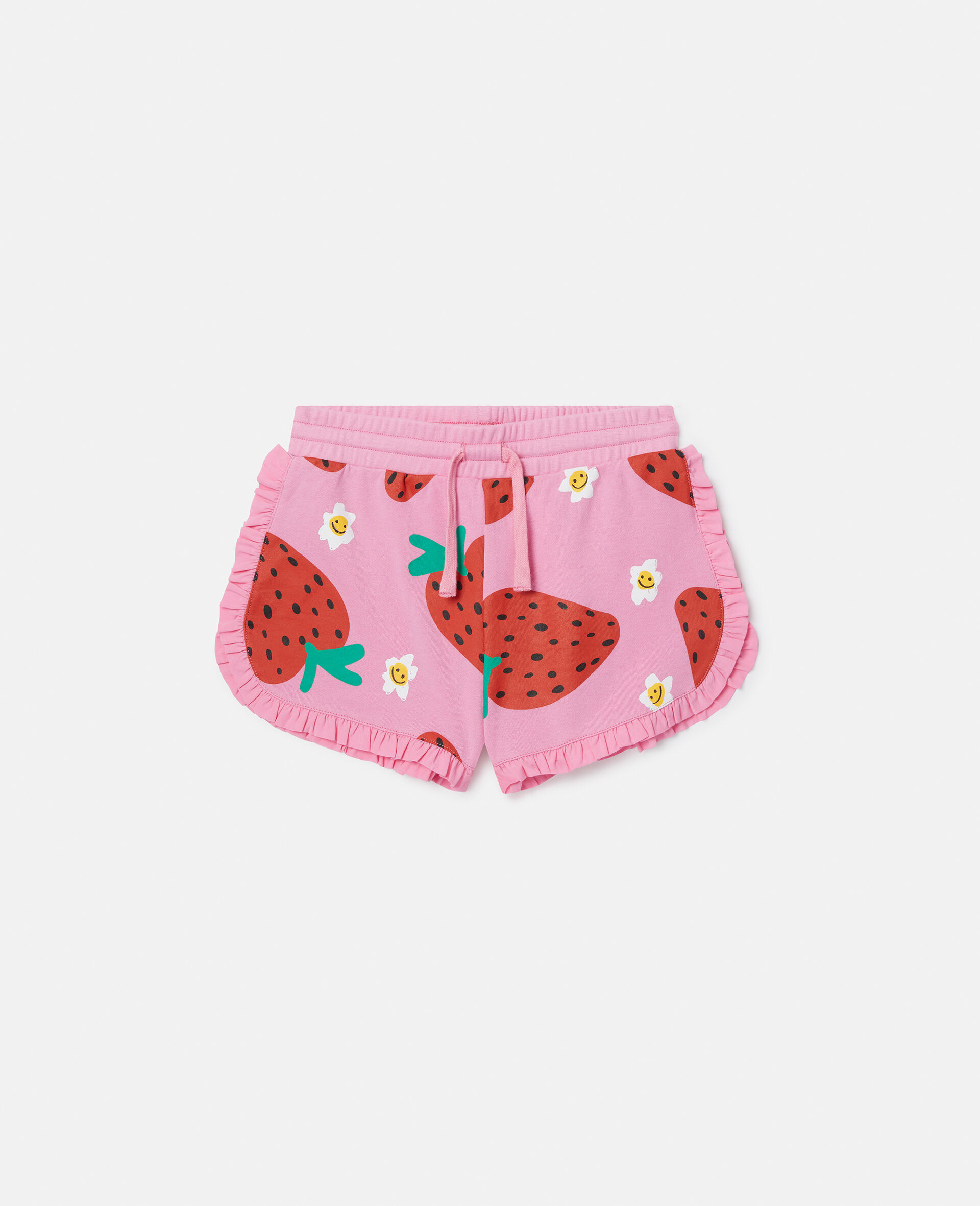 Strawberry Print Fringe Shorts-Pink-large image number 0