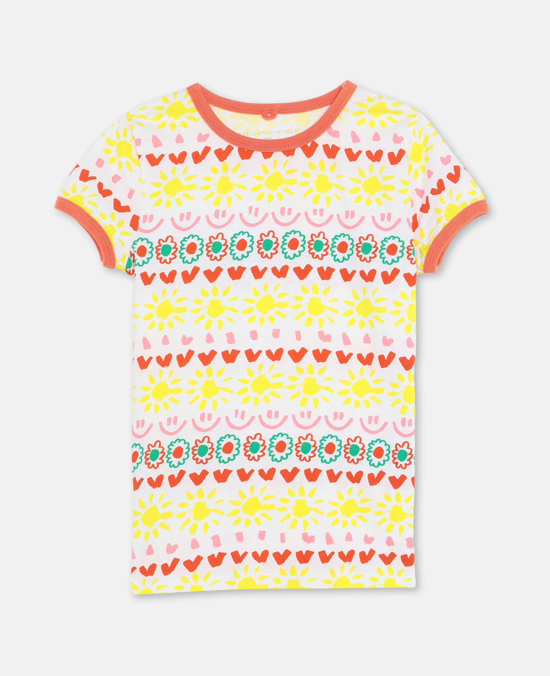 Happy Stripes Cotton T-shirt-Yellow-large image number 0