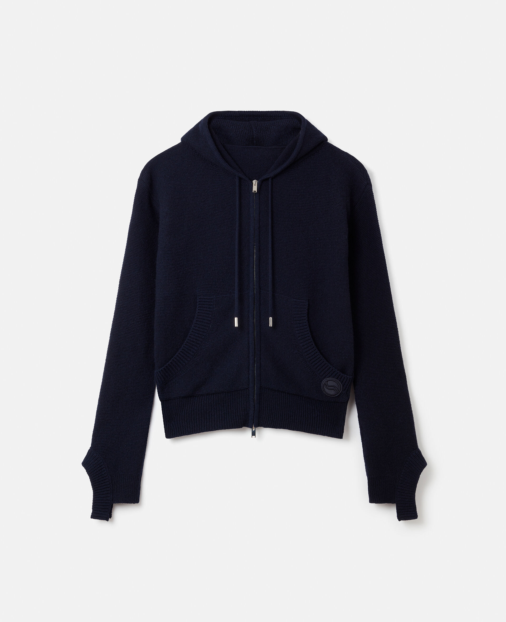 S-Wave Regenerated Cashmere Knitted Hoodie-Blue-large