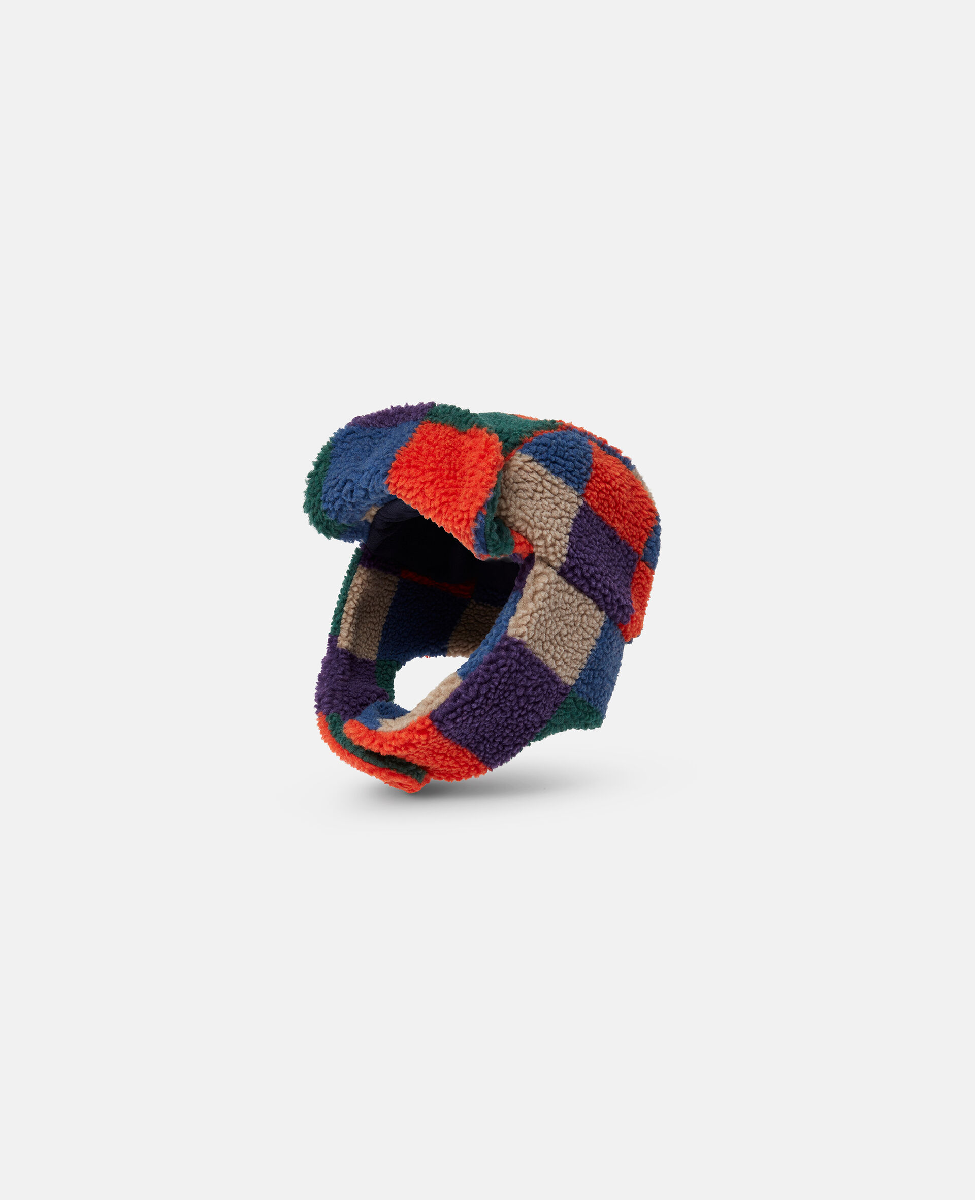 Checkerboard Fleece Trapper Hat-Multicoloured-large image number 0