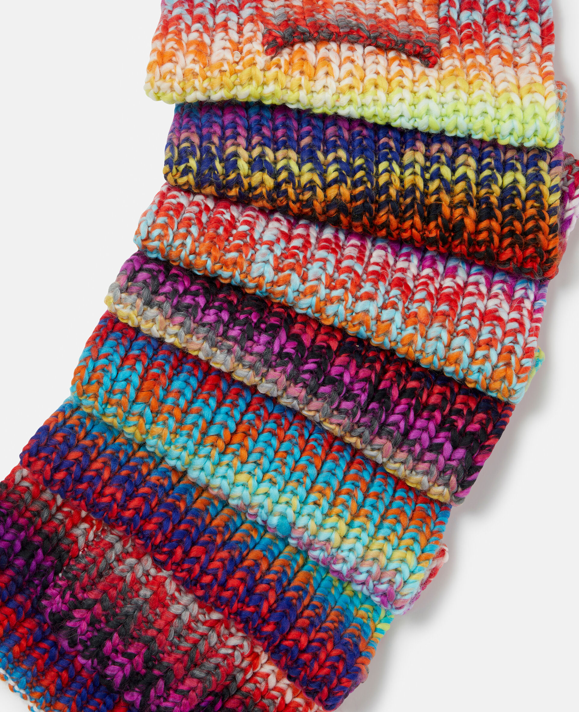 Rainbow Striped Knit Scarf-Multicolour-large image number 1