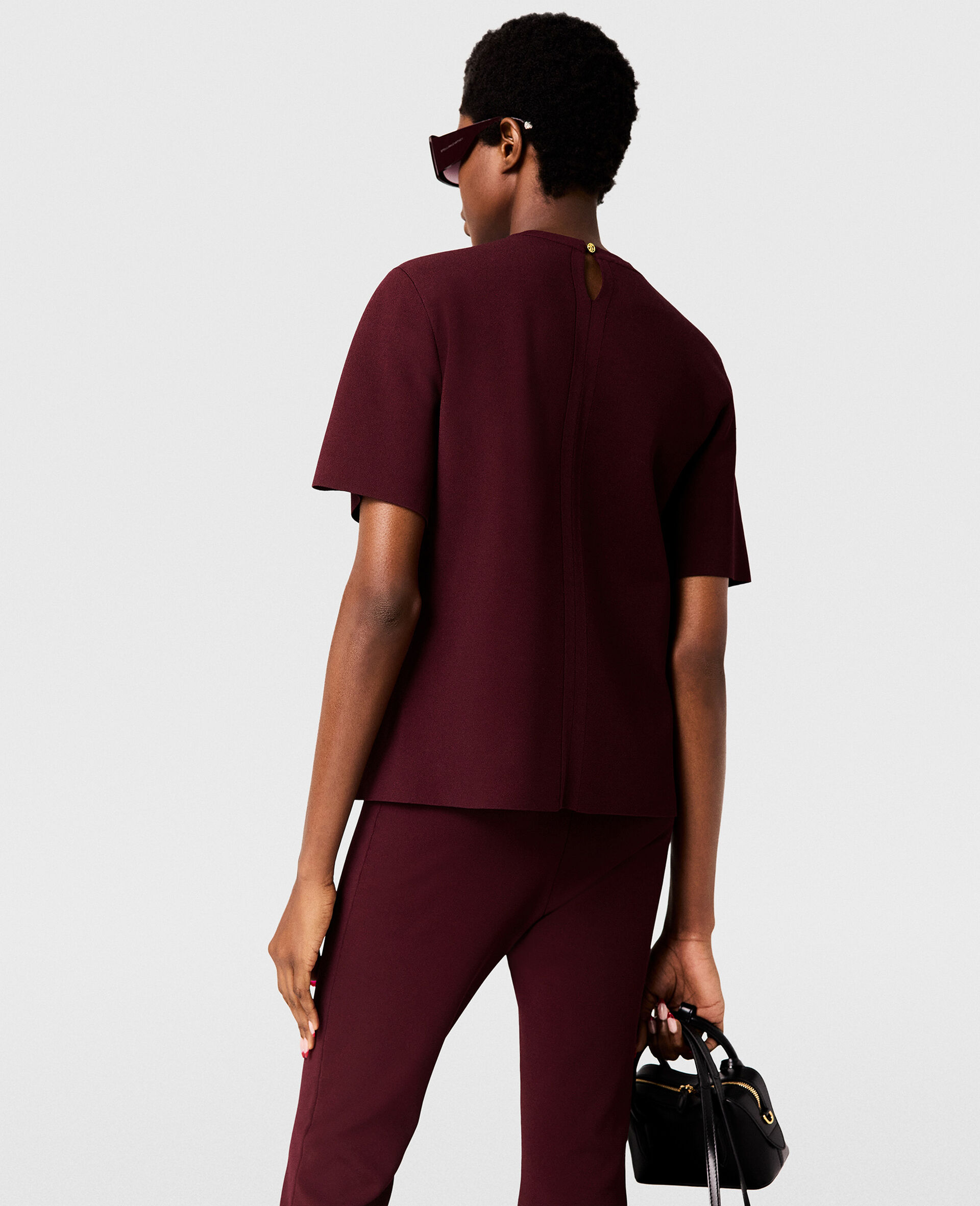 Compact Knit Short-Sleeve T-Shirt-Cream-large image number 3