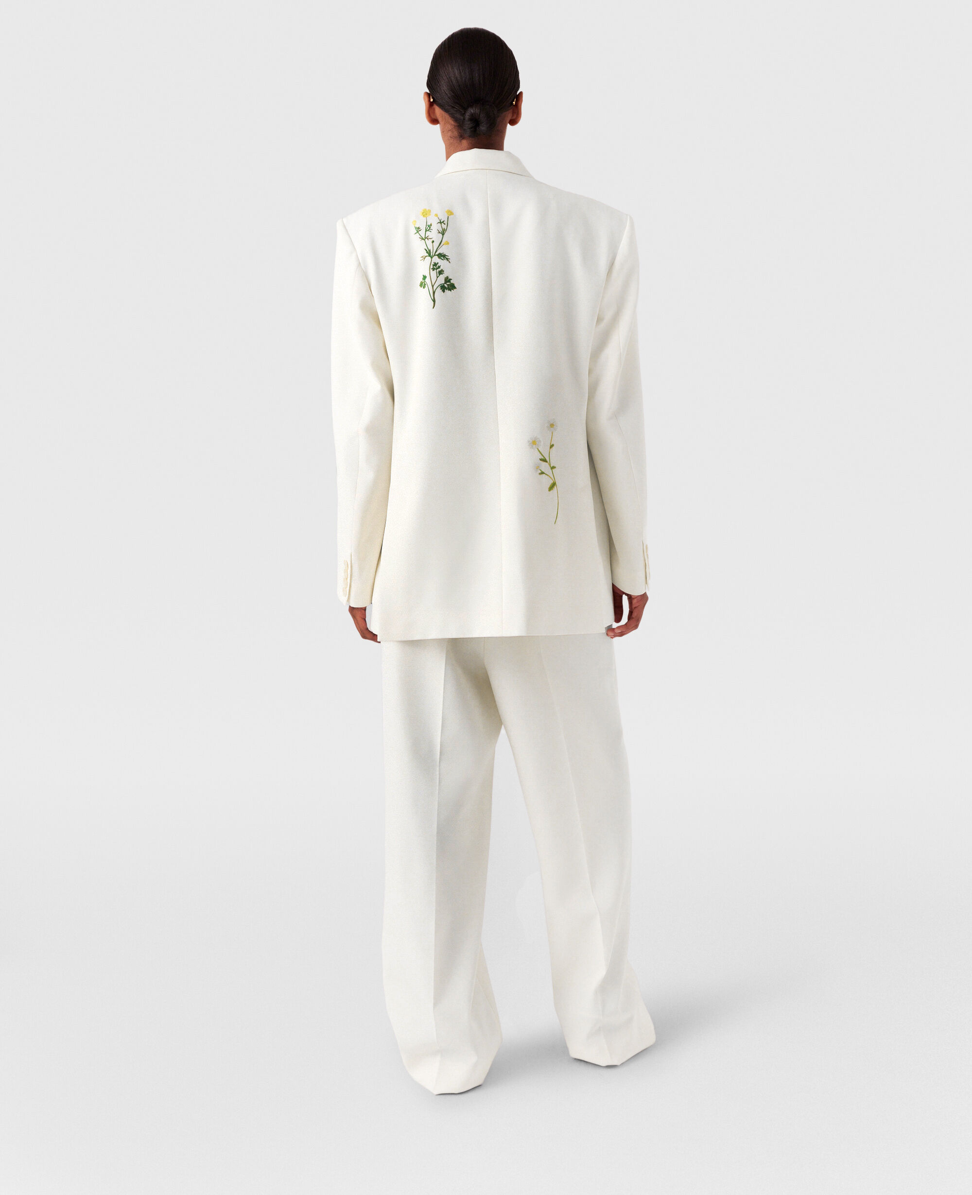 Women Cream Low-Rise Floral Straight-Leg Pants | Stella