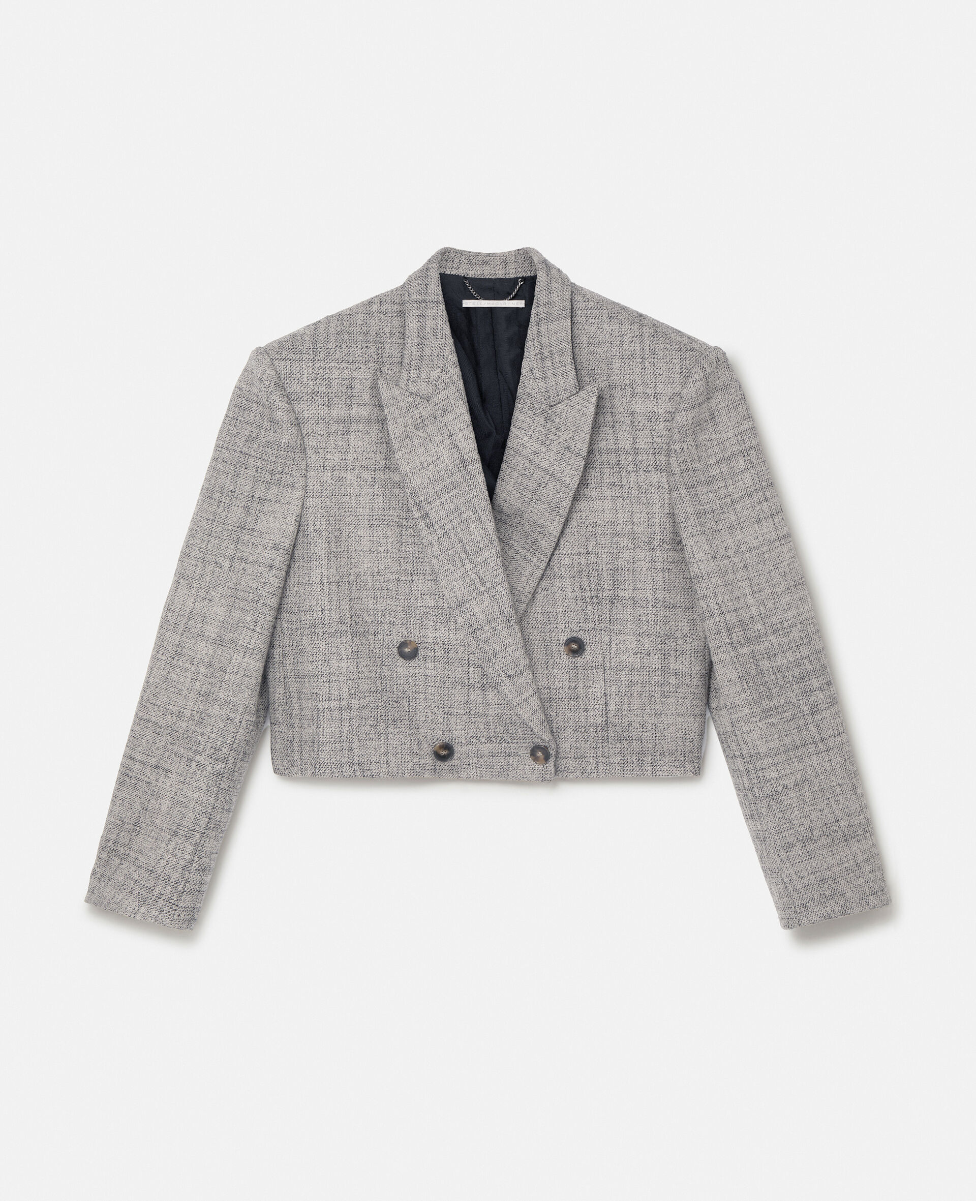 Cropped Boxy Double-Breasted Blazer-Brown-large image number 0