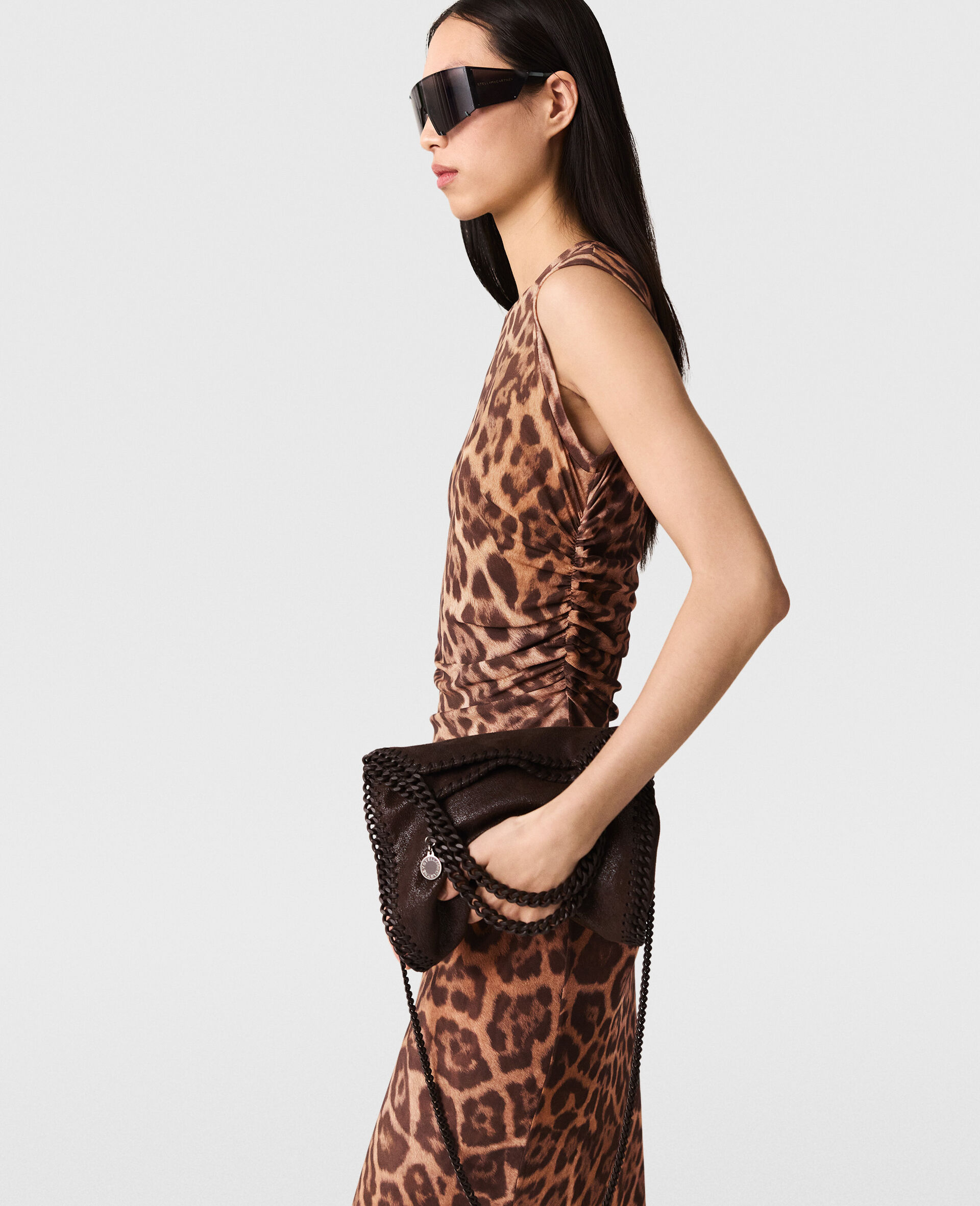 Leopard Sleeveless Maxi Dress-Brown-large image number 4