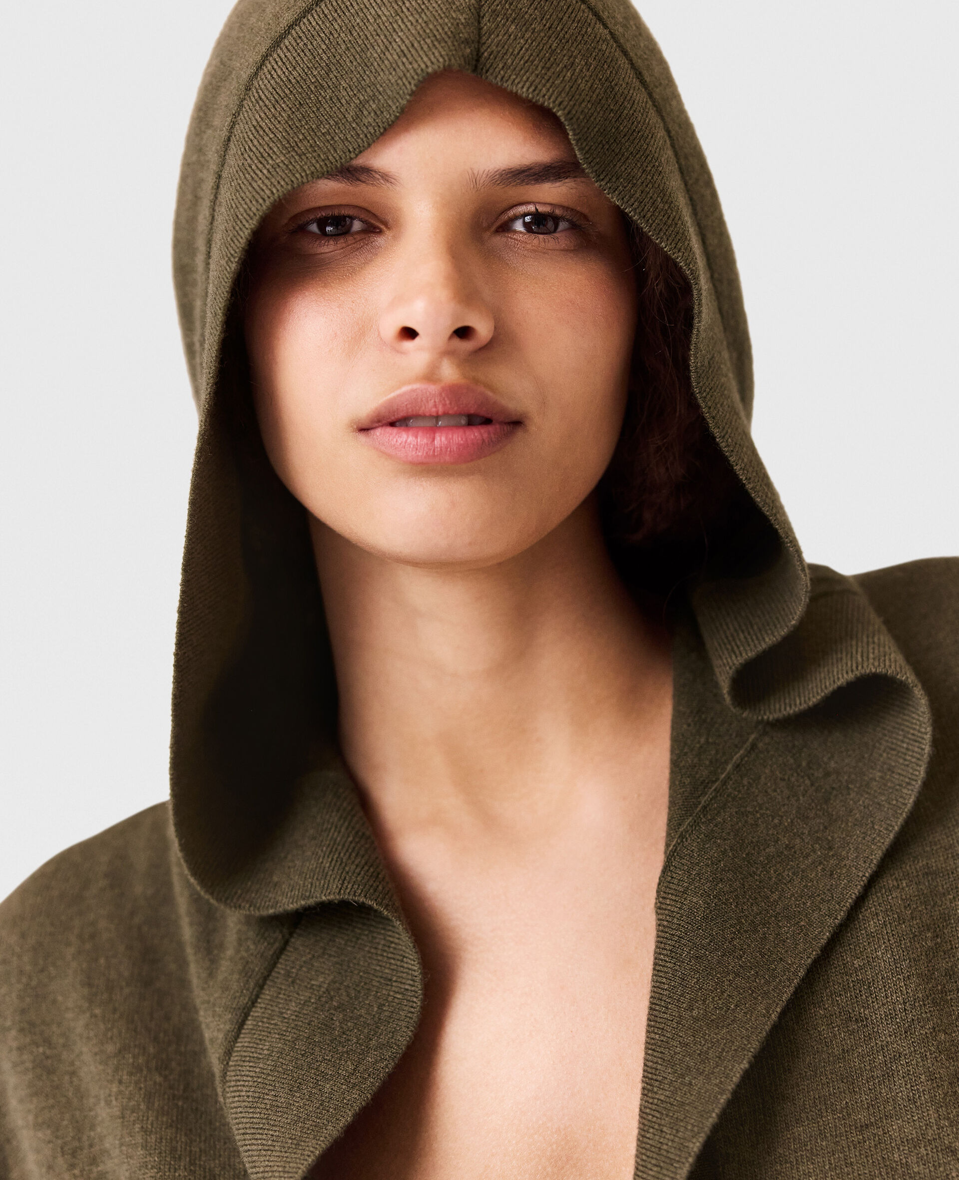 Hooded Long-Sleeve Cropped Jumper-Green-large image number 3