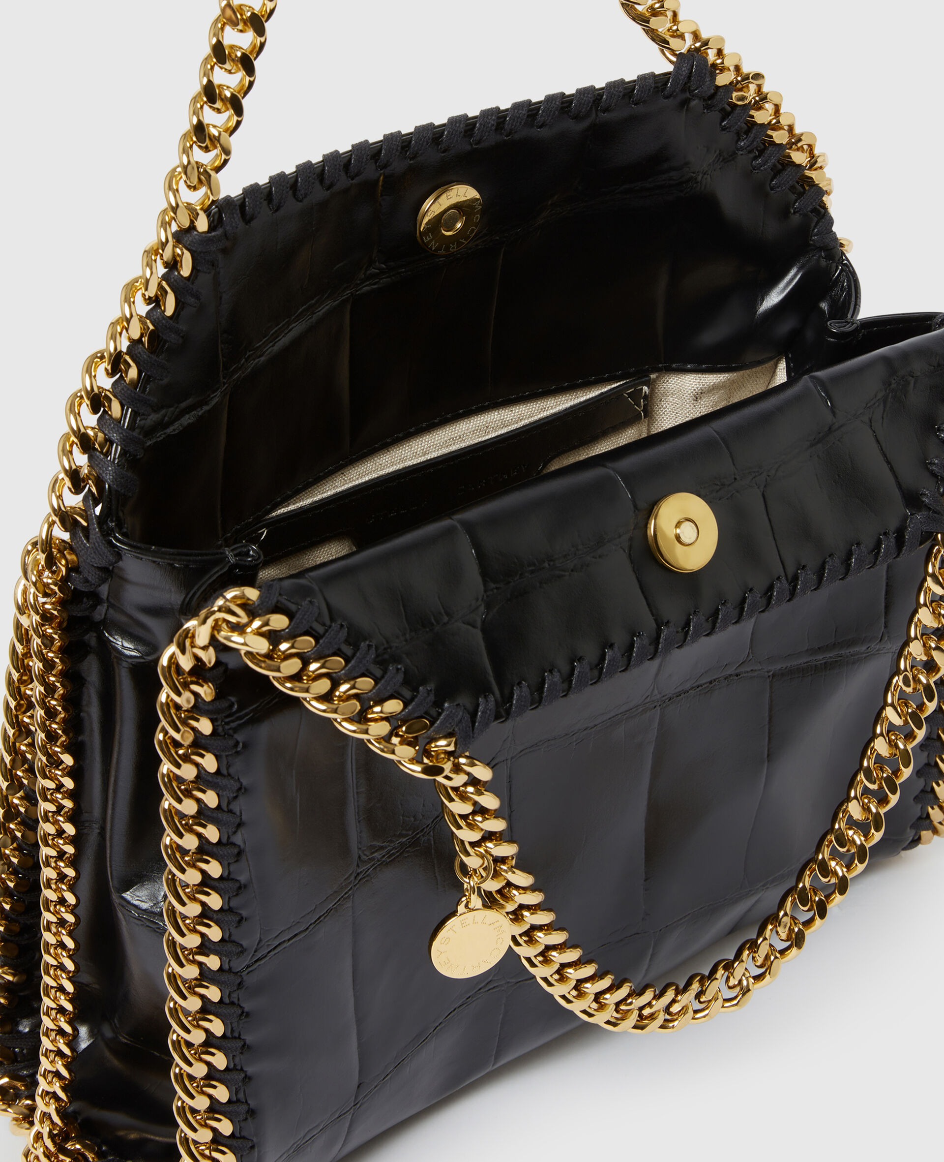 Falabella Mini-Tote-Bag mit Krokodil-Prägung-Schwarz-large image number 3