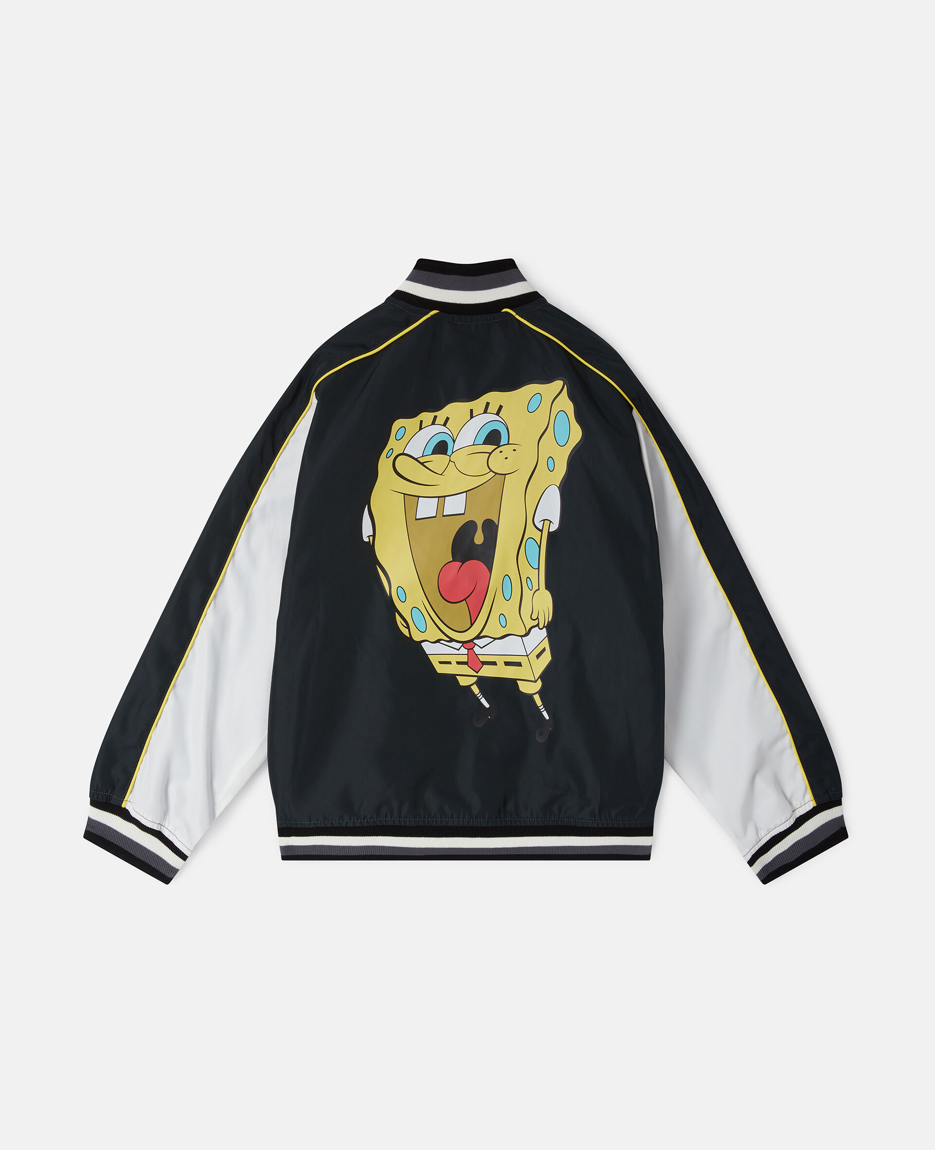 SpongeBob Graphic Varsity Bomber Jacket-Black-large image number 2