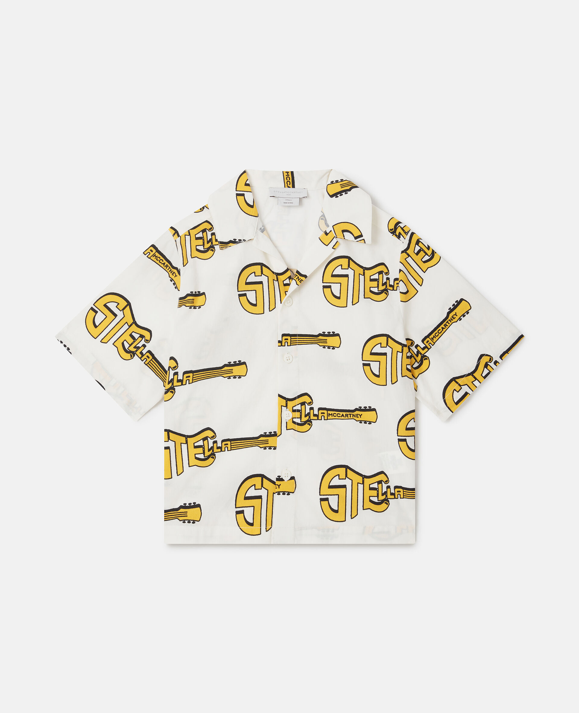 Guitar Print Short-Sleeve Shirt-Multicoloured-medium