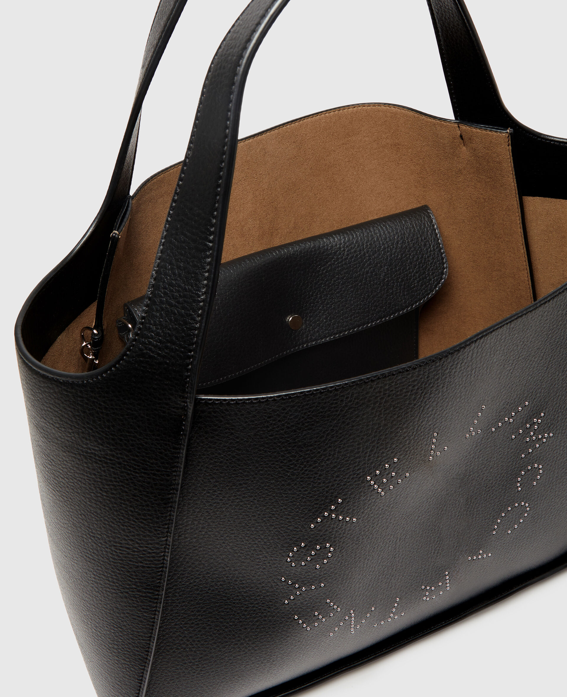 Logo Large Studded Tote Bag-Black-large image number 4