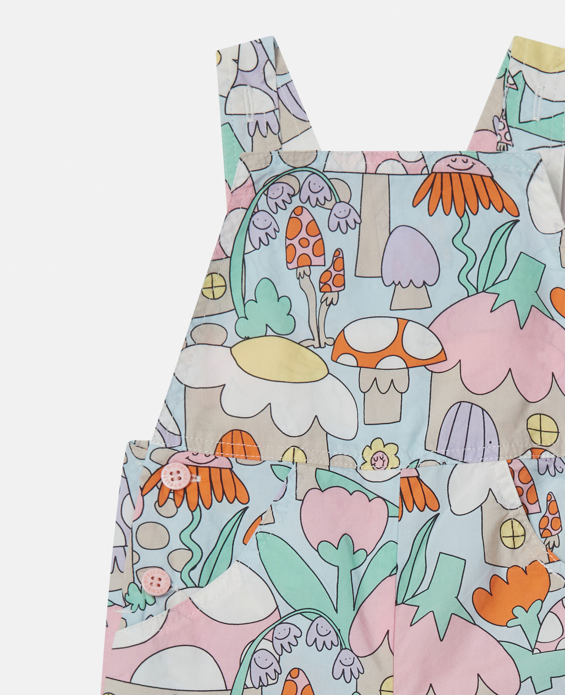 森林印花牛仔背带裤 -蓝色-large image number 1