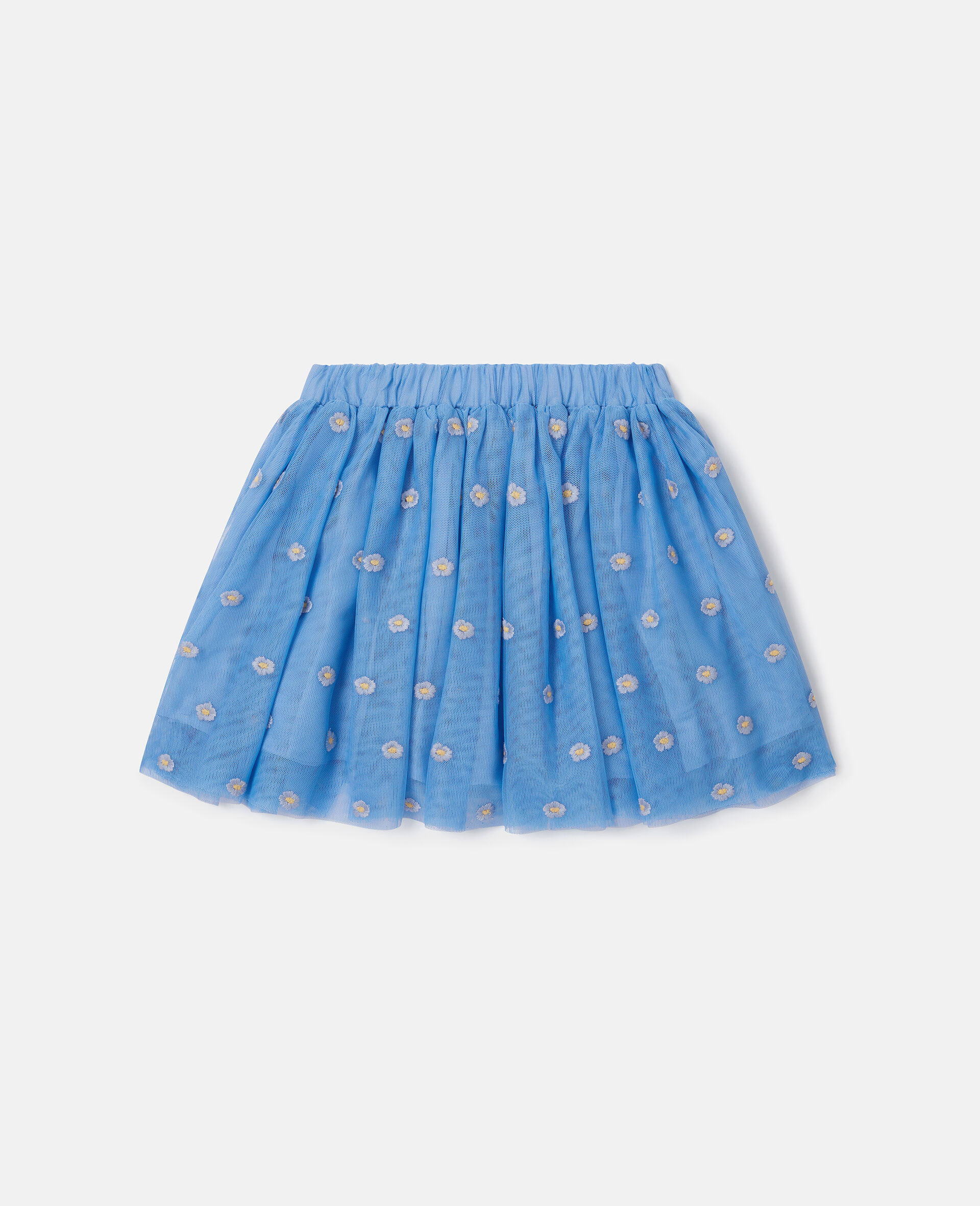 Floral-Embroidered Tulle Skirt-Blue-large image number 2