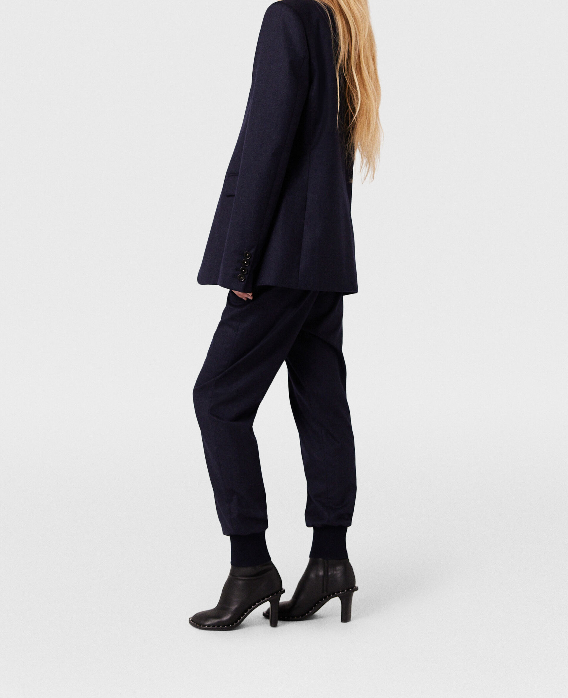 Elasticated Wool Joggers-Blue-large image number 2