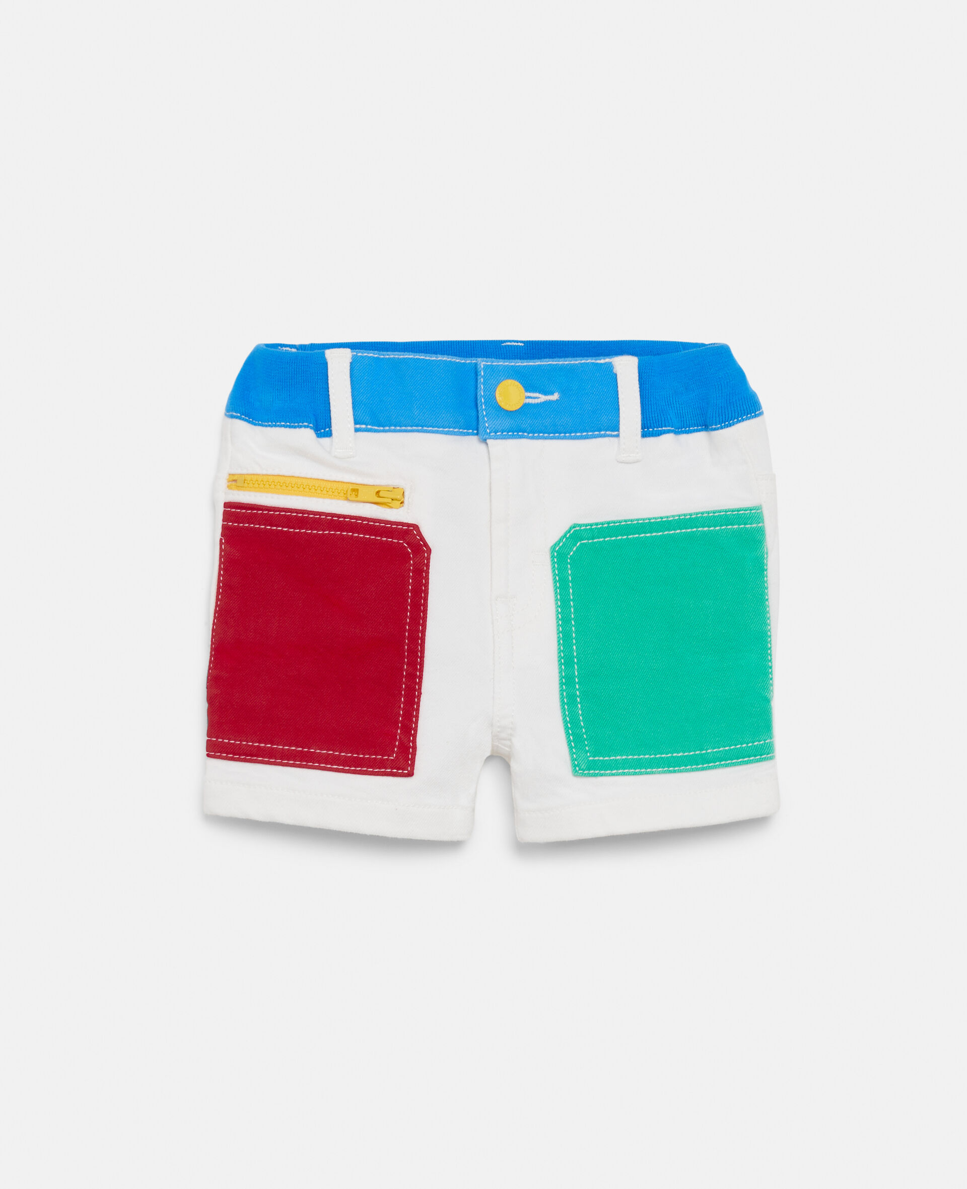 Colour Block Denim Shorts-Multicolour-large