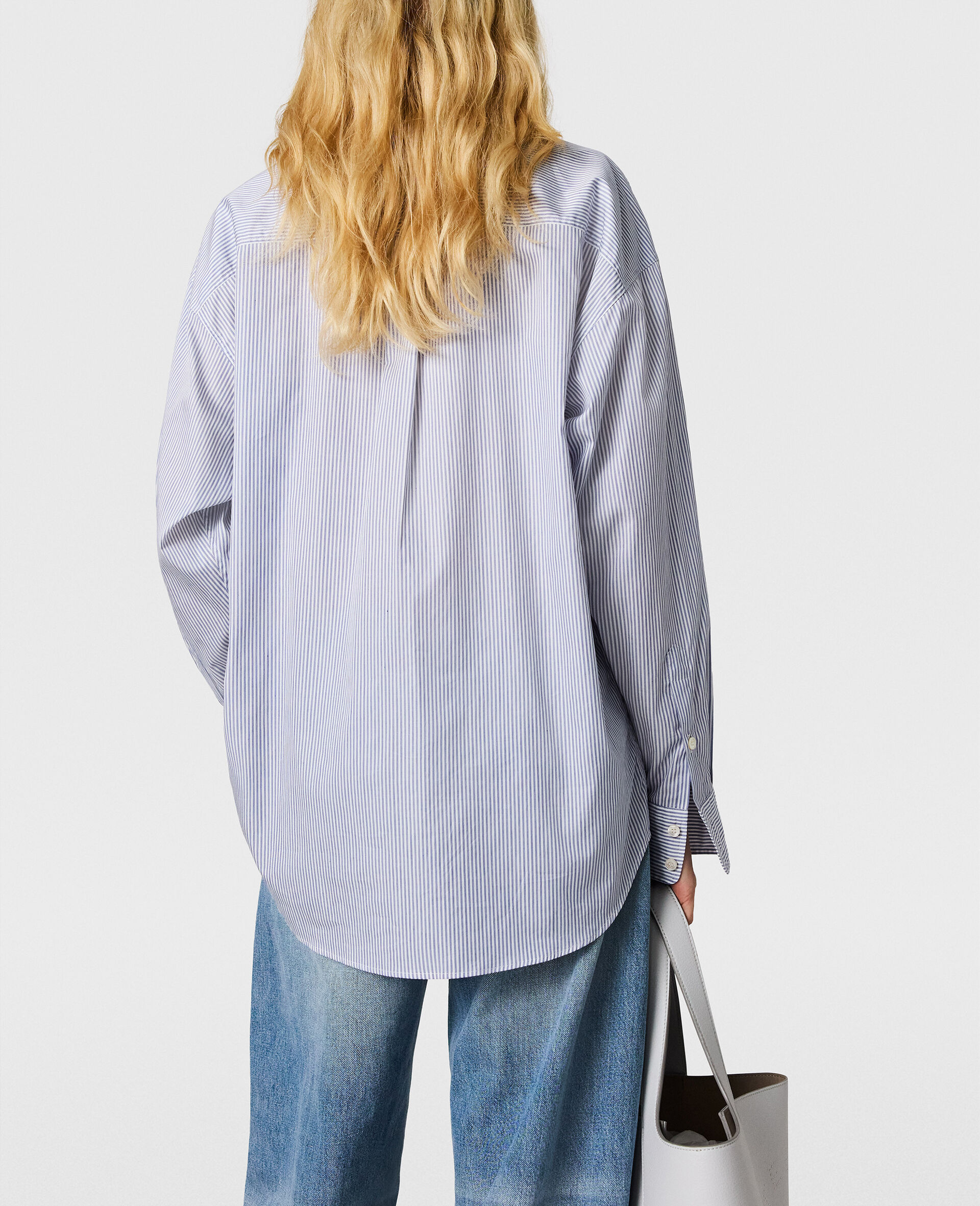 Cotton Stripe Piqu&eacute; Double Shirt-White-large image number 3