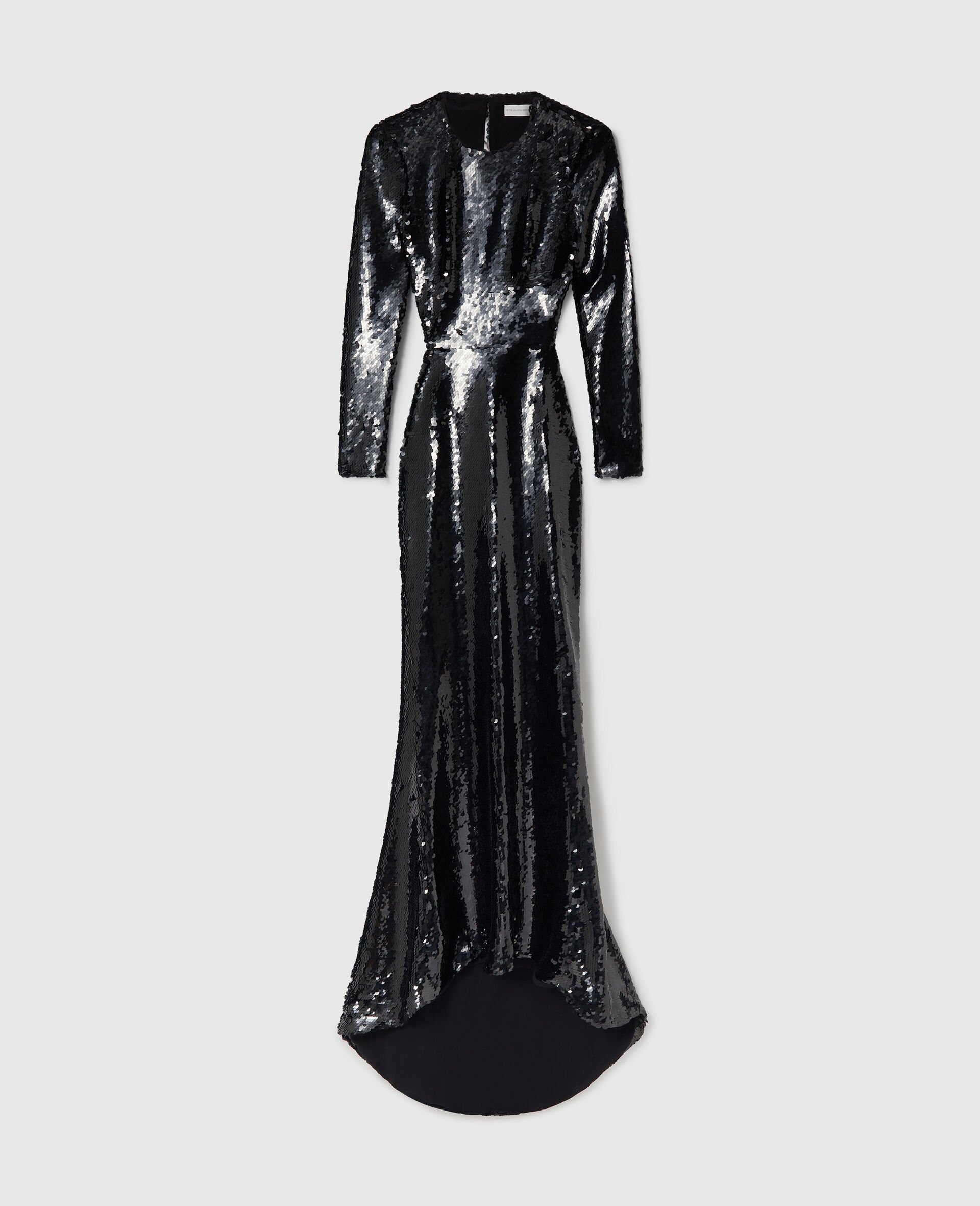 Long-Sleeve Sequin Backless Dress-Black-medium