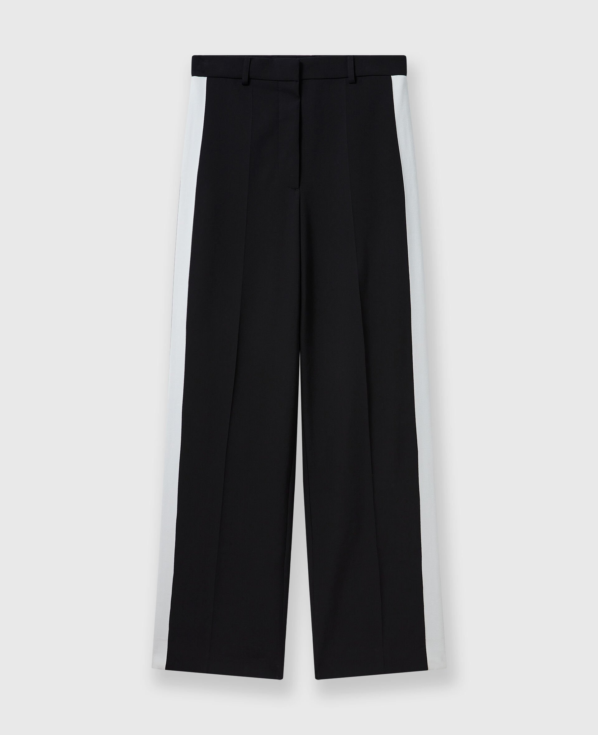 Low-Rise Stripe Straight-Leg Trousers-Black-large image number 0