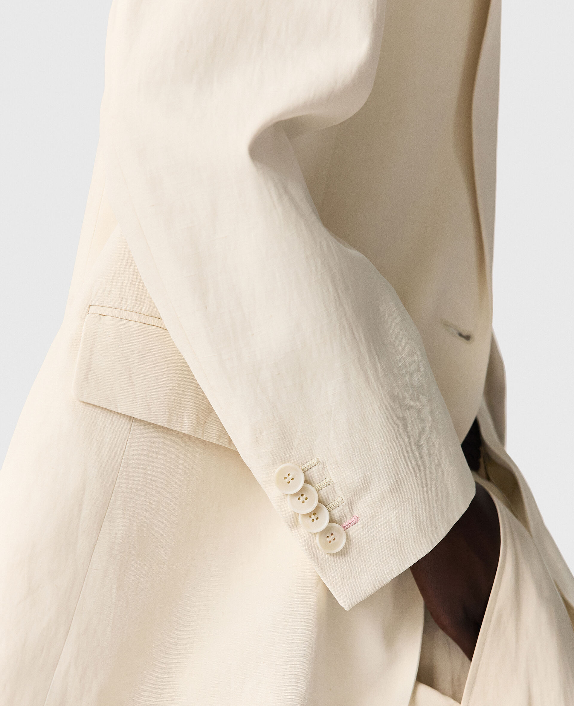 Oversized Single-Breasted Blazer-Beige-large image number 3