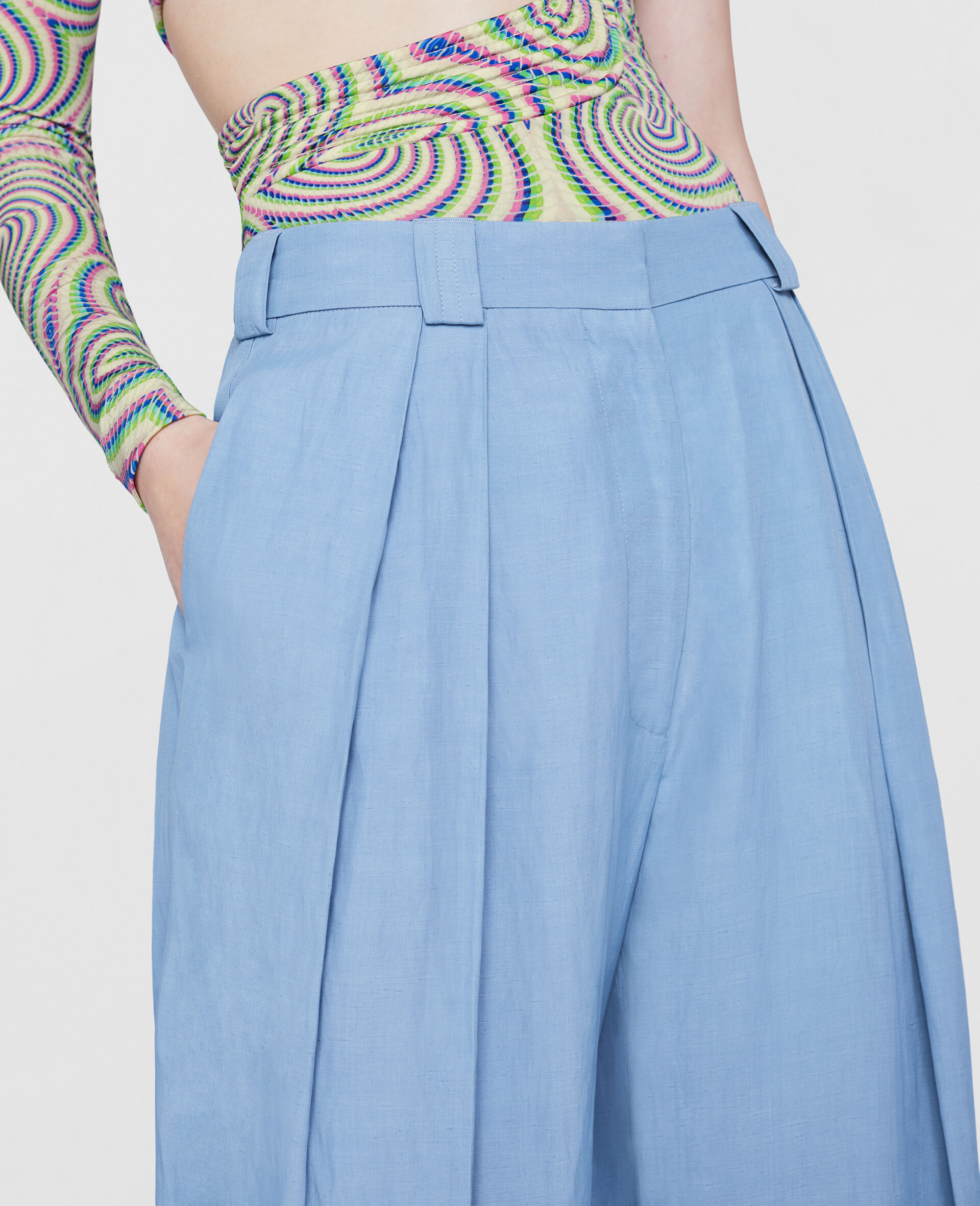 Women Cloudy Blue Pleated Pants Stella McCartney US