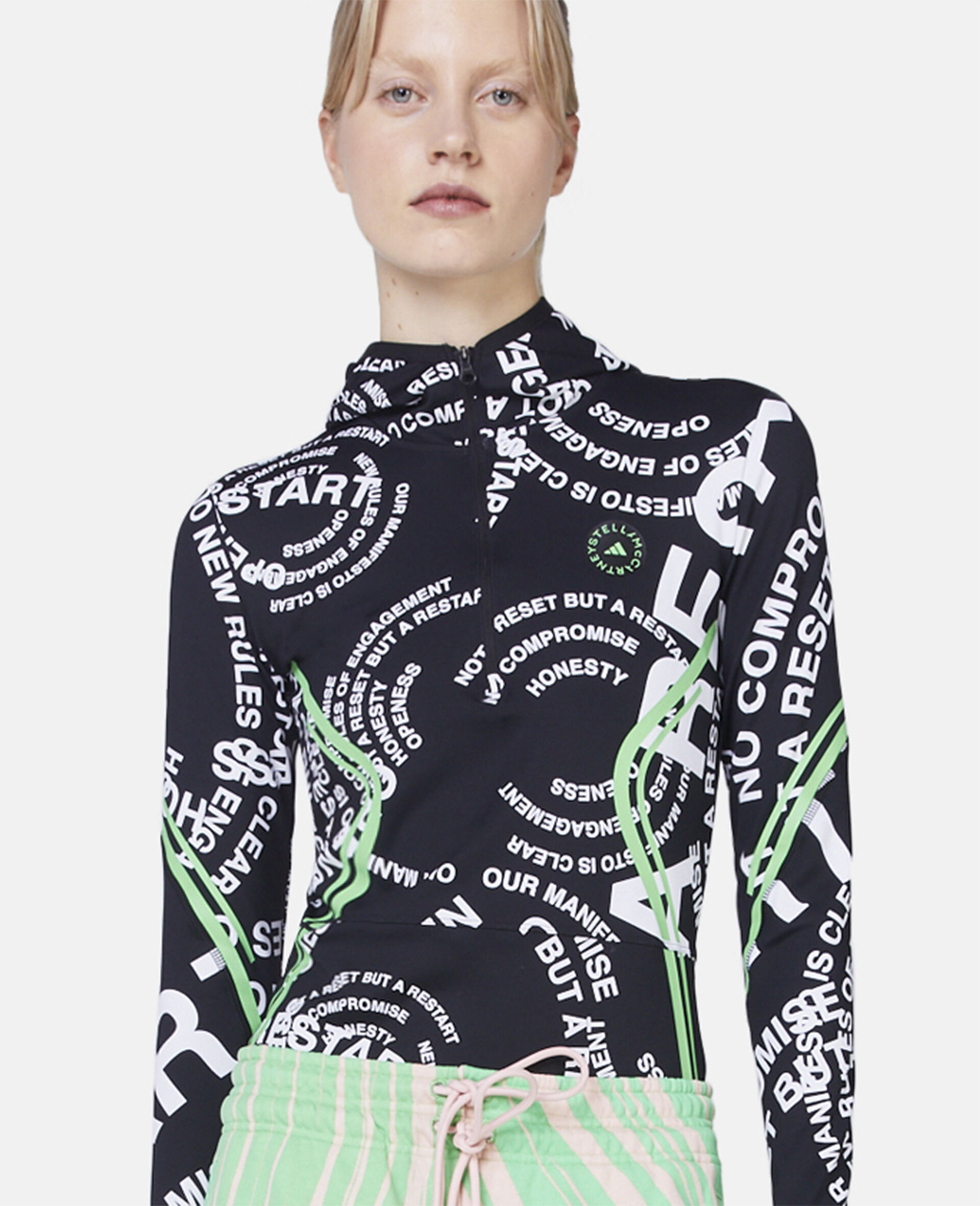 TruePace Lettered Print Long Sleeve Hooded Jacket-Black-large image number 3