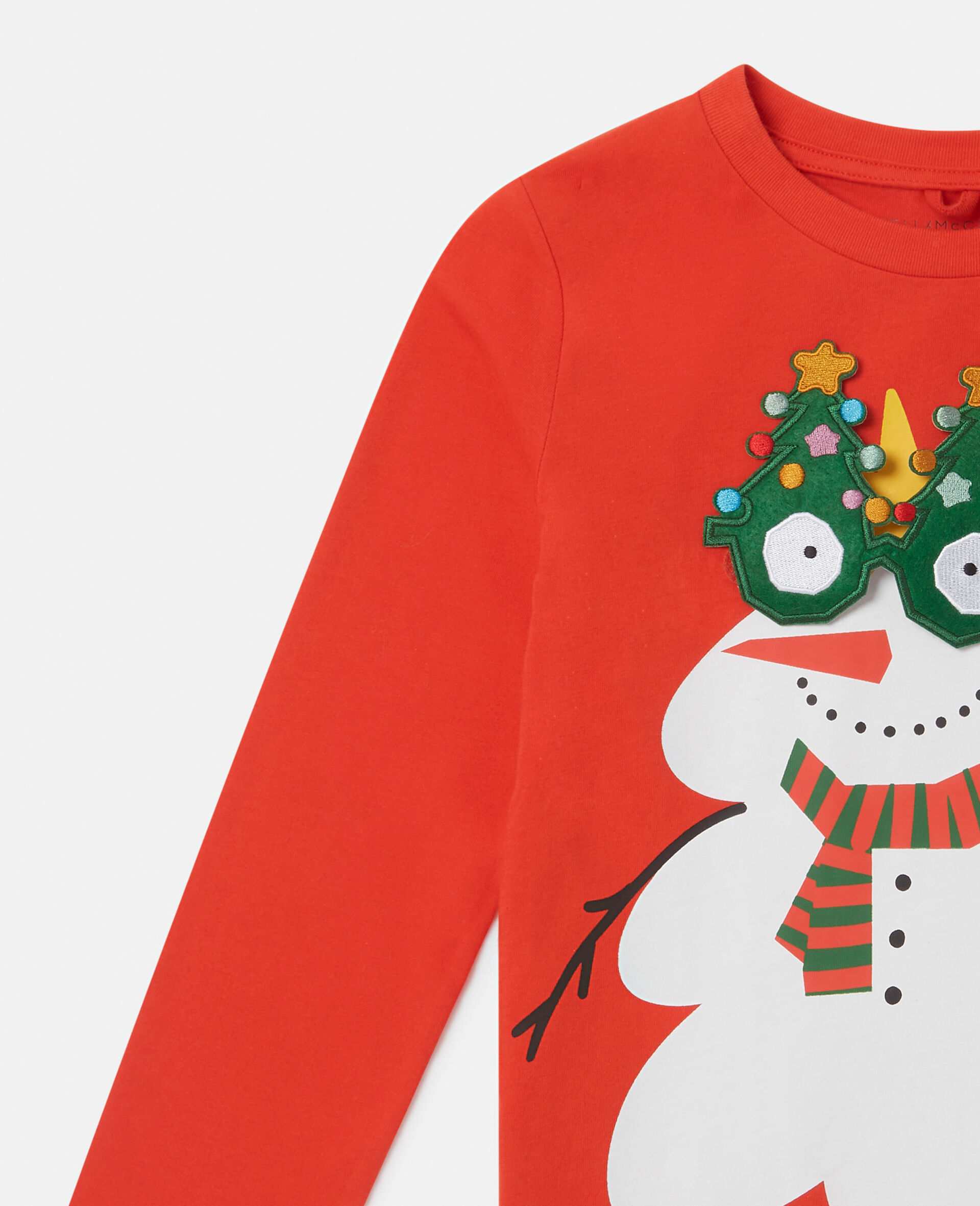 Snowman Graphic Long-Sleeve T-Shirt-Red-large Snowman Graphic Long-Sleeve T-Shirt-Red-large image number 1