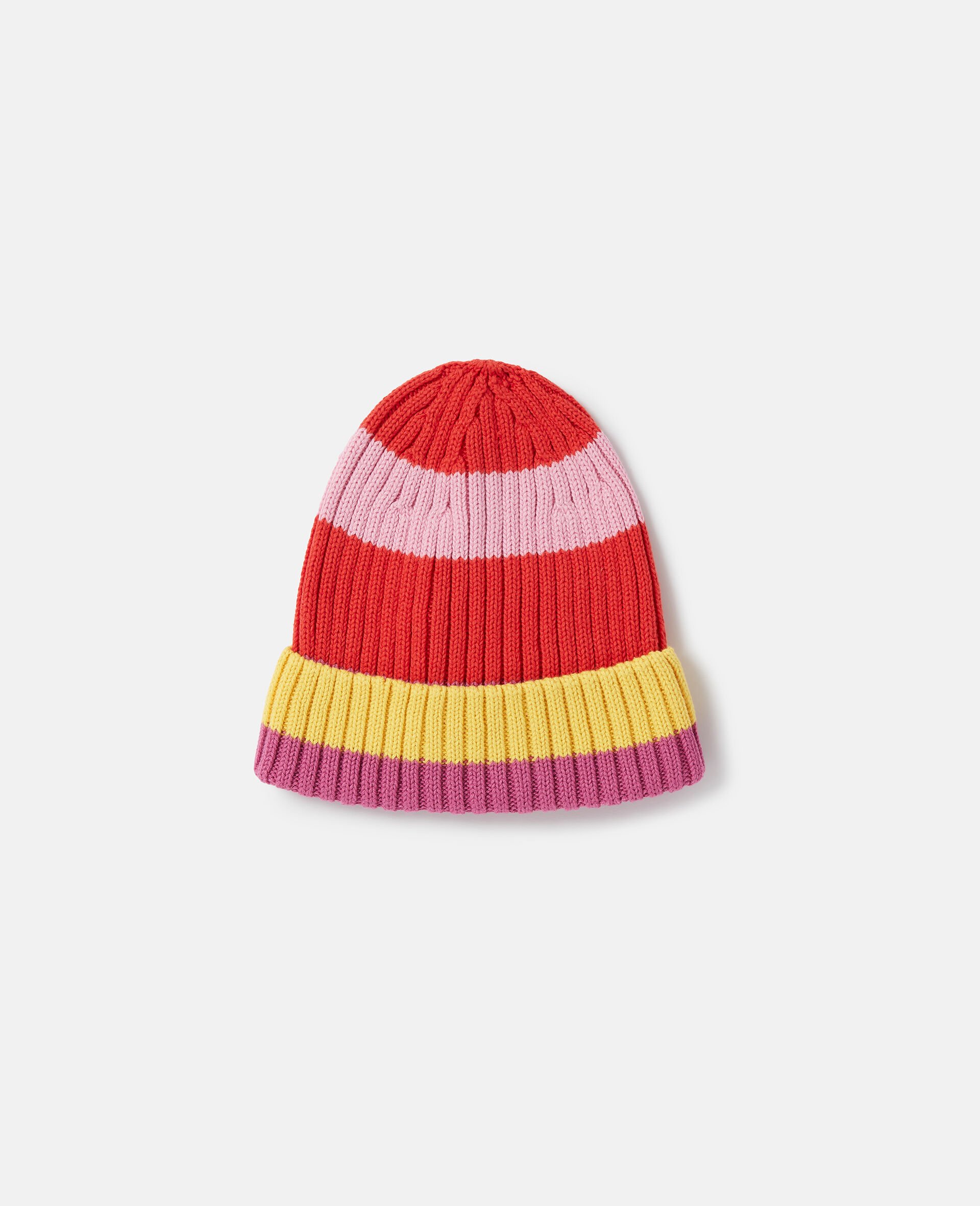 Striped Beanie Hat-Red-model Striped Beanie Hat-Red-model